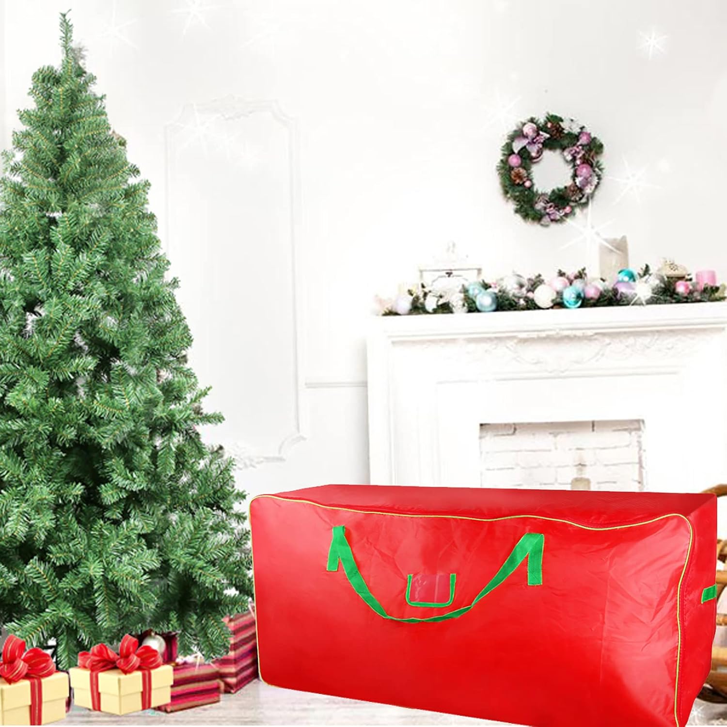 Bolsa de almacenamiento para árbol de Navidad, se adapta a árboles de hasta 9 pies, contenedor grande y duradero para árbol de Navidad que protege