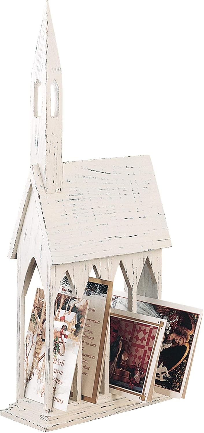 Gallerie II Soporte para tarjetas de iglesia, madera rústica, envejecida, decoración del hogar, decoración para Navidad, vacaciones, día festivo,