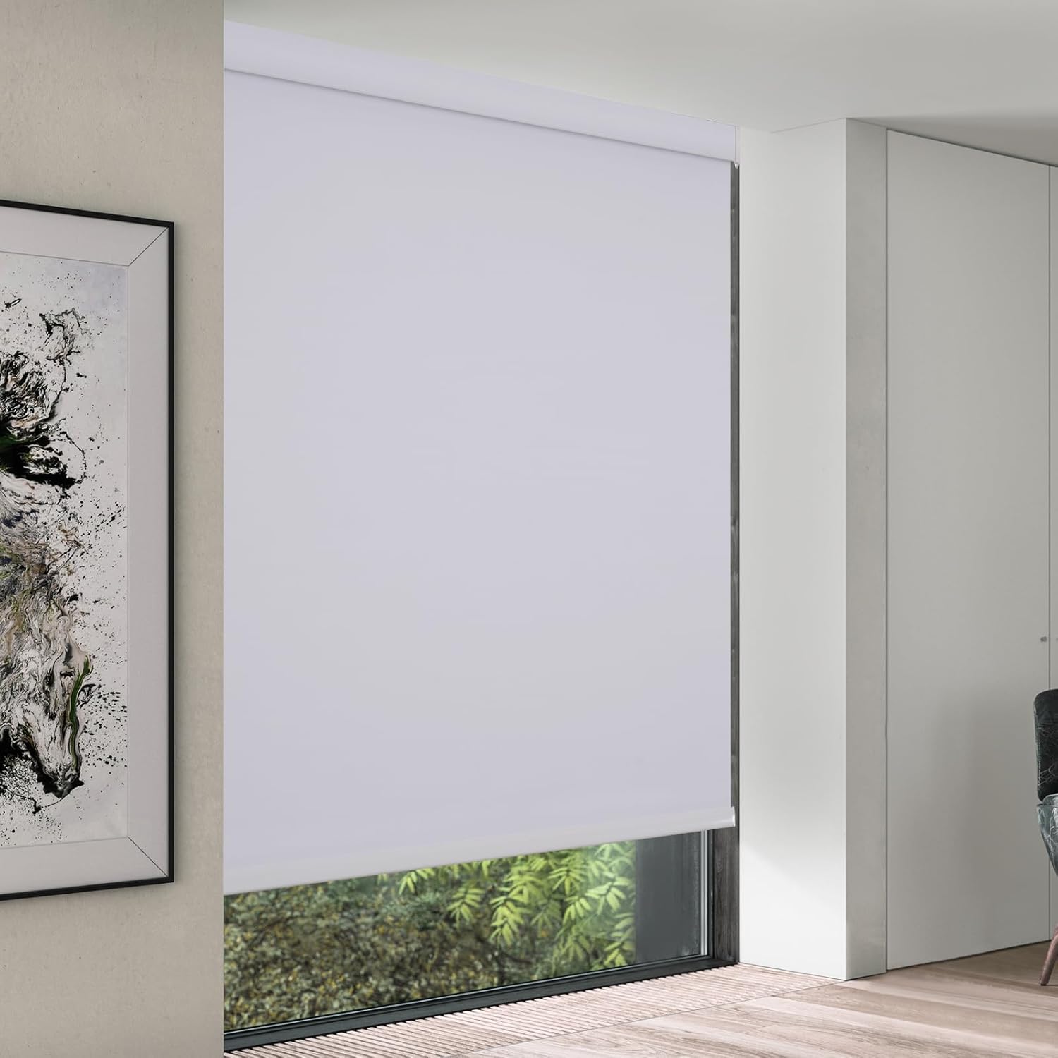 MYshade Persianas enrollables opacas sin cordón, con funda de cenefa, oscurecimiento de habitación para el hogar, oficina, baño, puerta francesa,