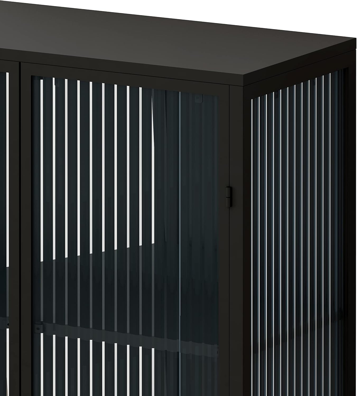 JIEJIEGAO Armario moderno de dos puertas de vidrio de 61.61 pulgadas con almacenamiento de tres niveles, consola de aparador, gabinete de
