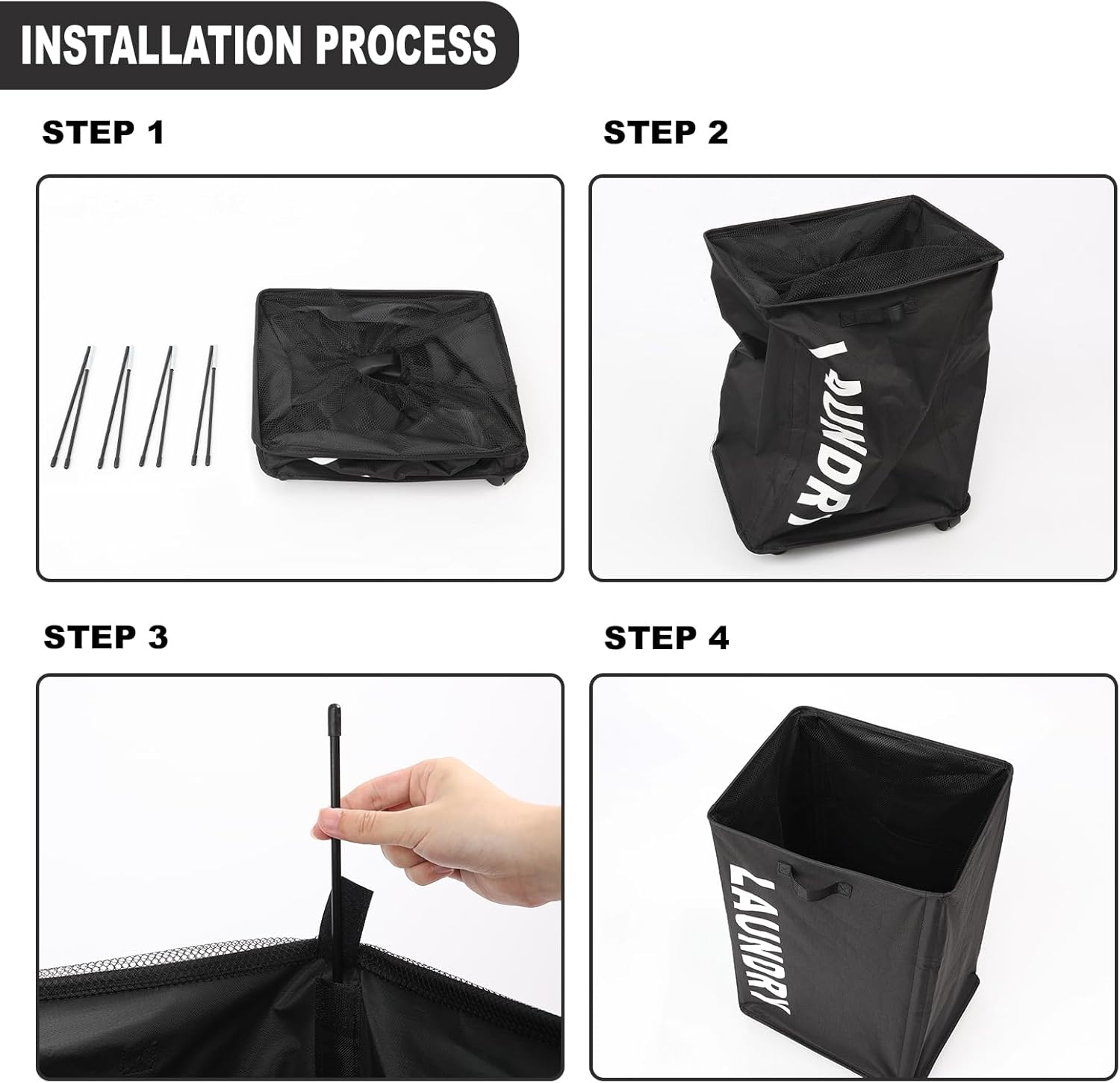 Surblue Cesta para la ropa sucia delgada con ruedas, cesta plegable para la ropa sucia con asa, contenedores de almacenamiento en las esquinas del