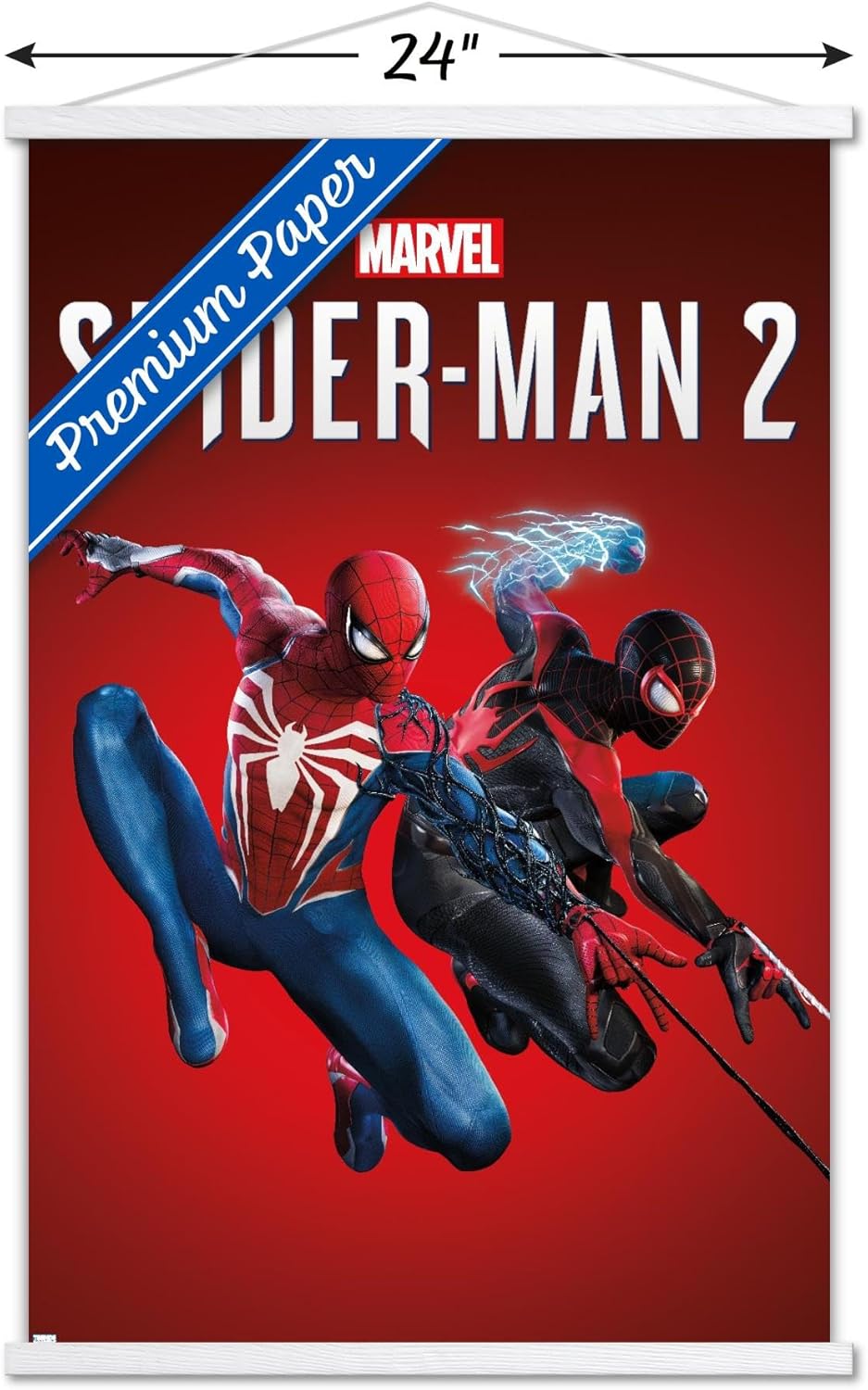 Trends International Marvel’s Spider-Man 2 – Póster de pared de arte con llave, 22.37 x 34.00 pulgadas, paquete de impresión premium y colgador