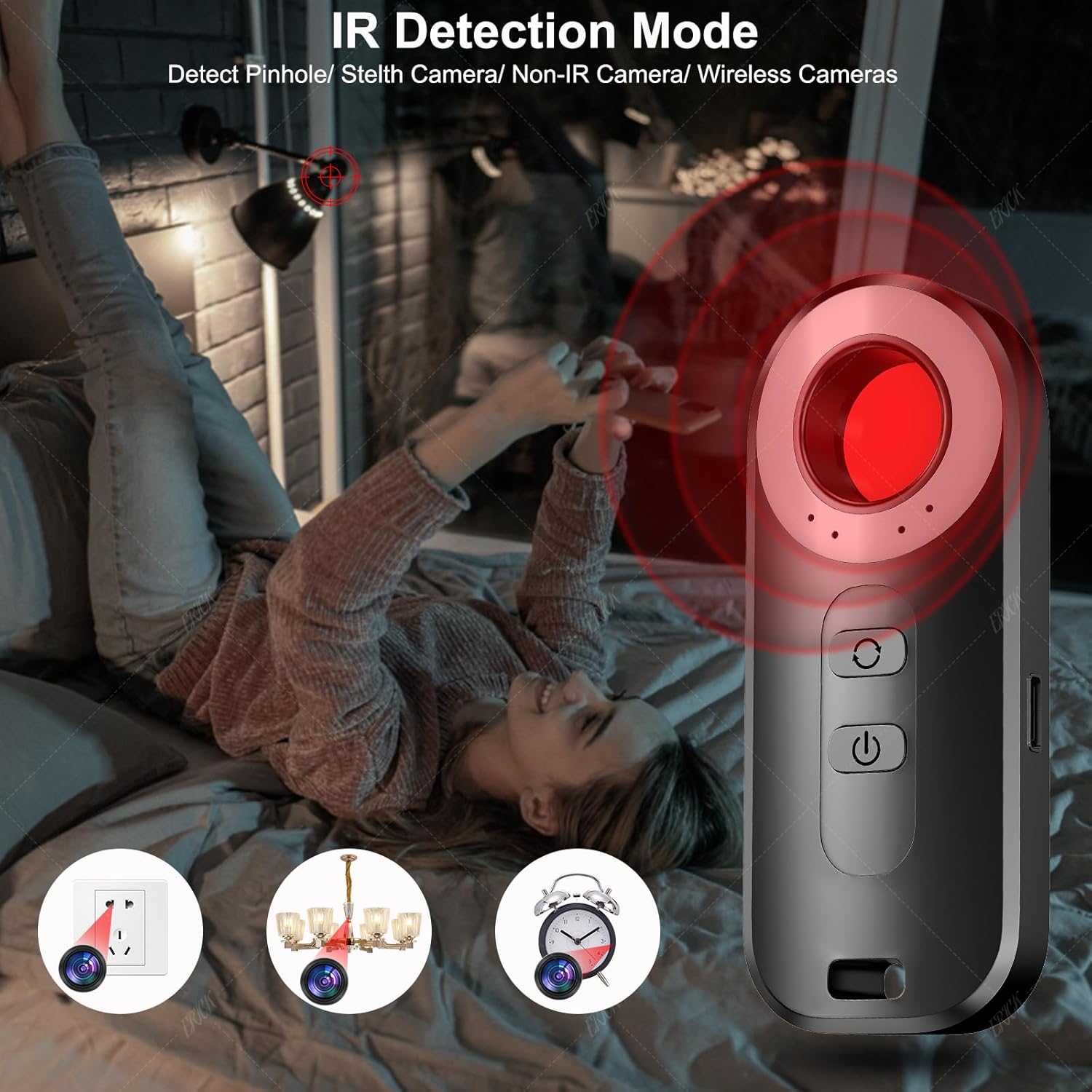 Brathird Detectores de cámara oculta Detector anti espía Dispositivos ocultos Cámara espía Detector de errores, Protector de privacidad, Detector de