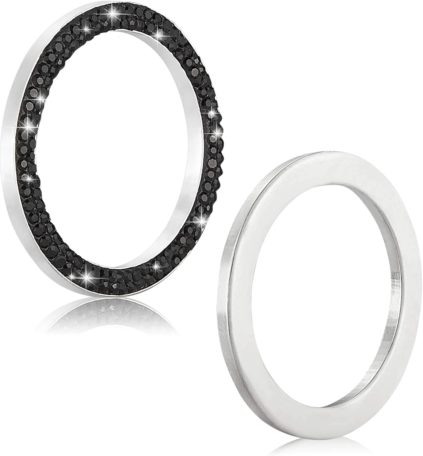Cubiertas universales de diamantes de imitación con 1 pieza de diamantes de imitación de automóvil, anillo de emblema para botón de encendido de
