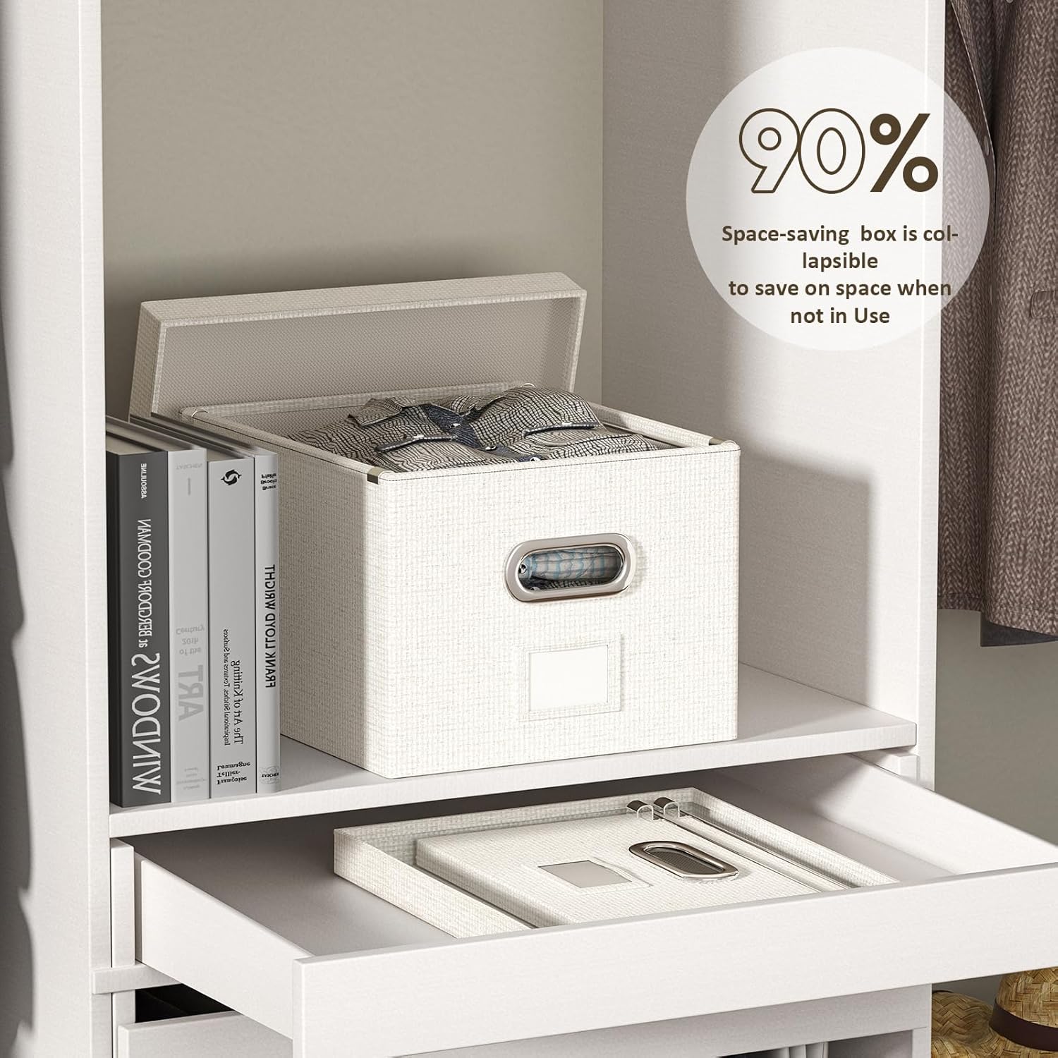 DYWMM Organizador de archivos, caja de almacenamiento plegable para oficina, caja de archivos con tapas, organizador de documentos para oficina y
