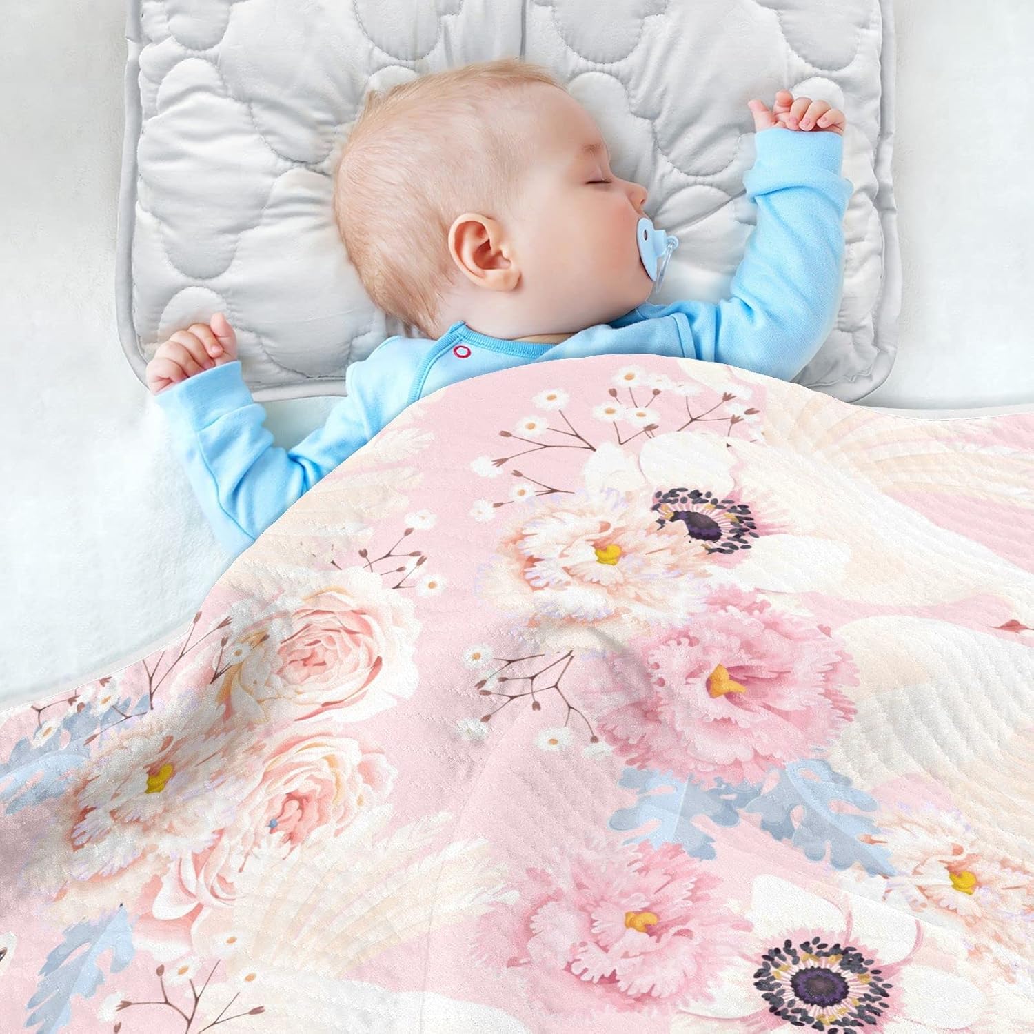 xigua Mantas de bebé de flores y palomas para niños y niñas, 30 x 40 pulgadas, manta súper suave para recién nacido, manta de doble capa para cuna,