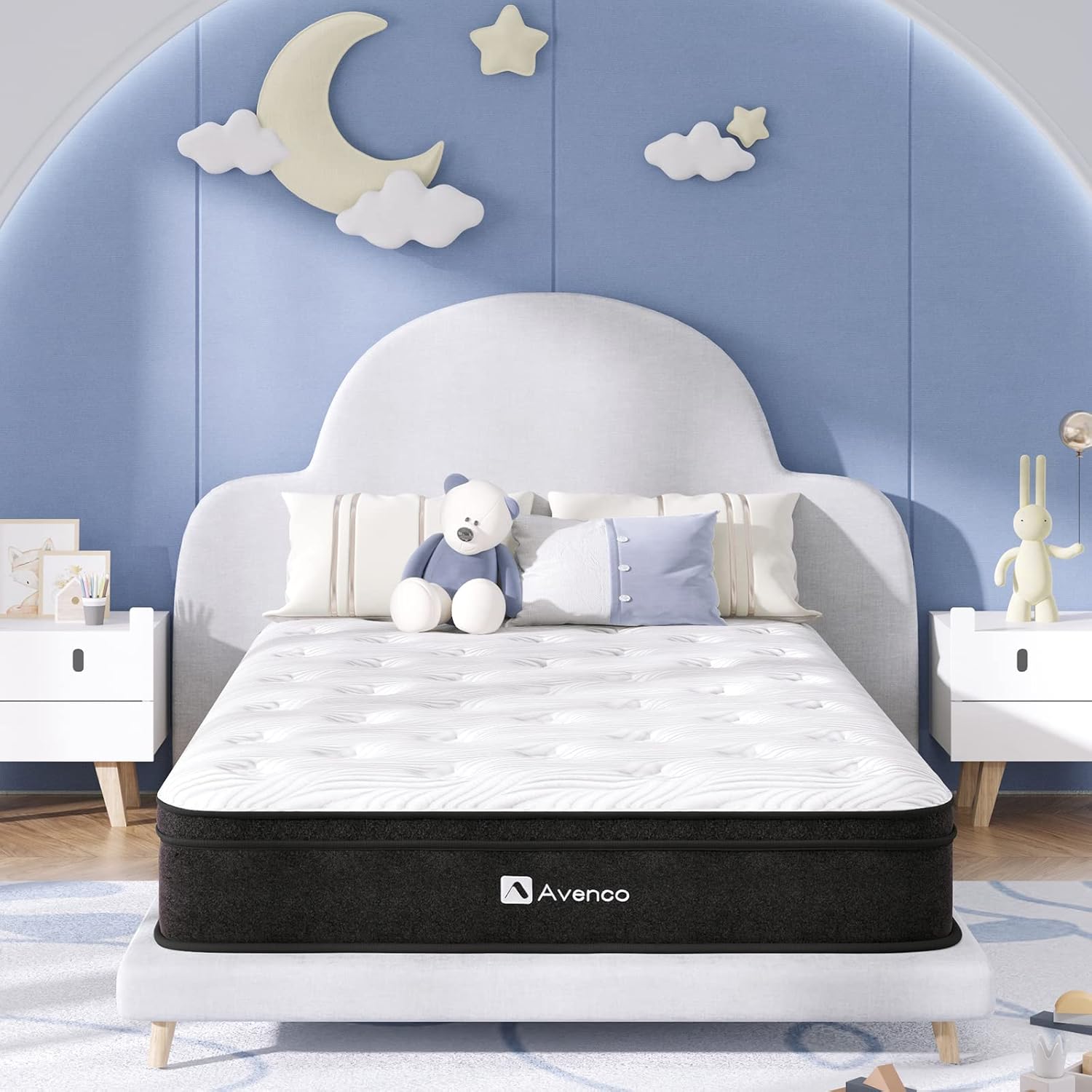 Avenco Colchón individual XL, colchón híbrido de resortes interiores de 10 pulgadas con espuma viscoelástica de gel y espirales individuales para
