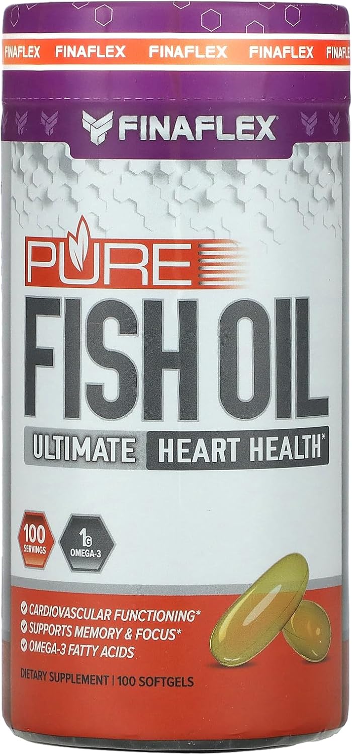 FINAFLEX Aceite de pescado puro, 100 cápsulas blandas, promueve la función cardiovascular, apoya la memoria y la concentración, con ácidos grasos
