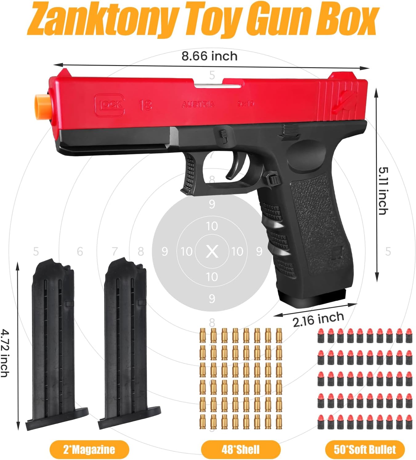 Pistola de juguete de bala suave  Blaster con expulsión de conchas  Caja de regalo resistente e ideal para regalo de cumpleaños de Navidad, para