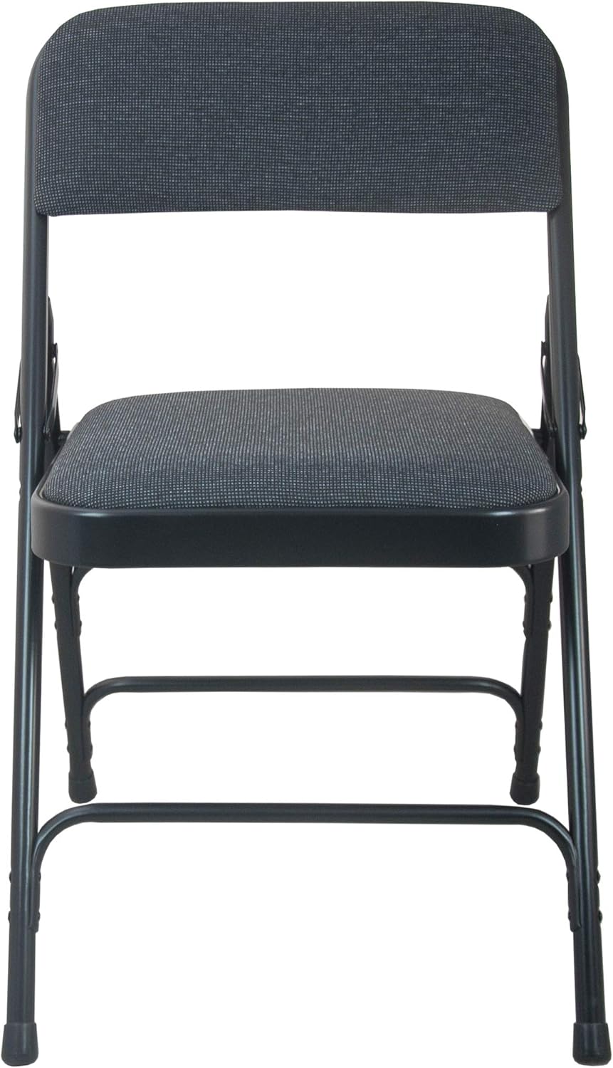 EMMA + OLIVER Paquete de 4 sillas plegables de metal acolchado negro – Asiento de tela negra de 1 pulgada