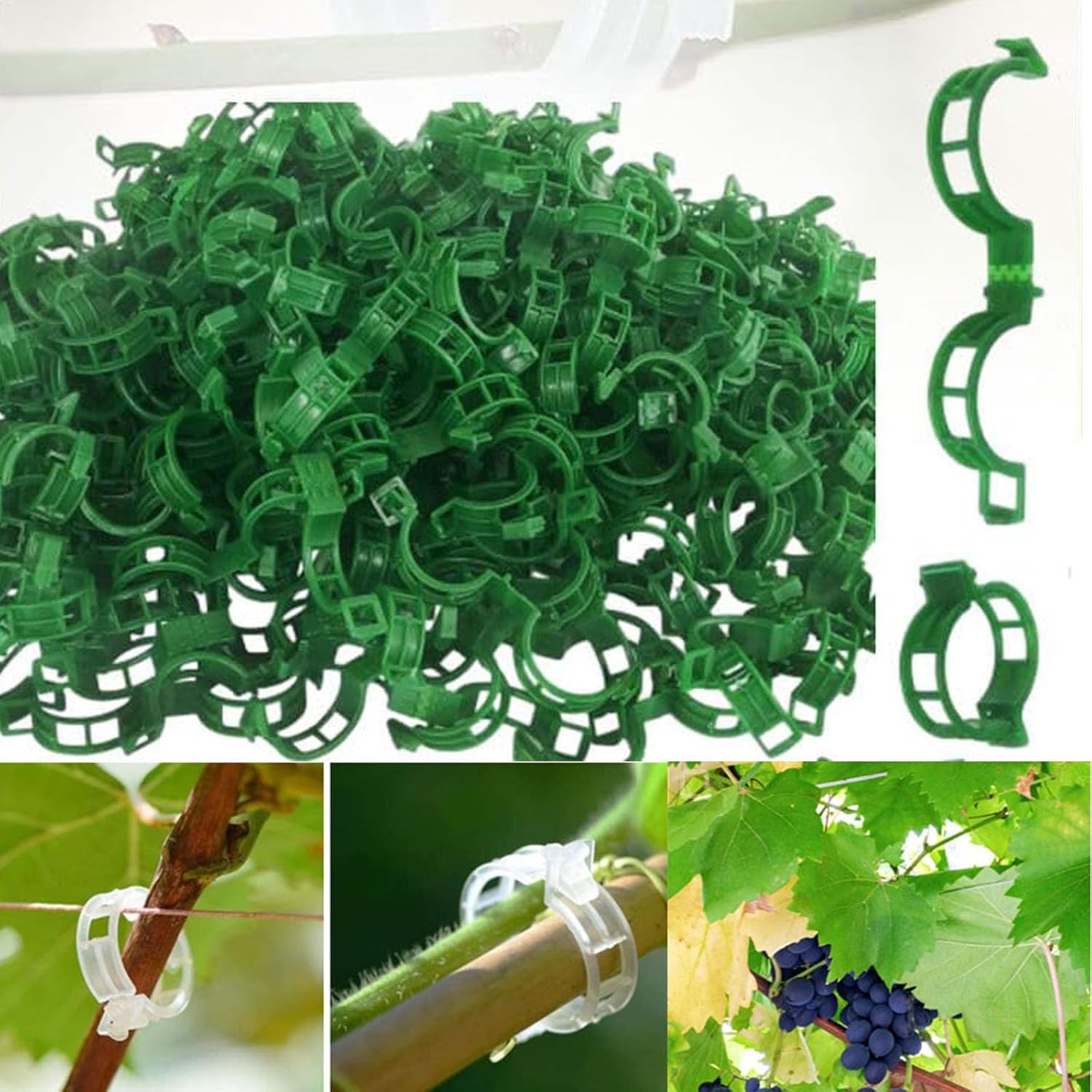 Clip de fijación de plantas, 100150300 piezas de clips para plantas trepadoras, clips transparentes para plantas, clips de soporte para plantas,