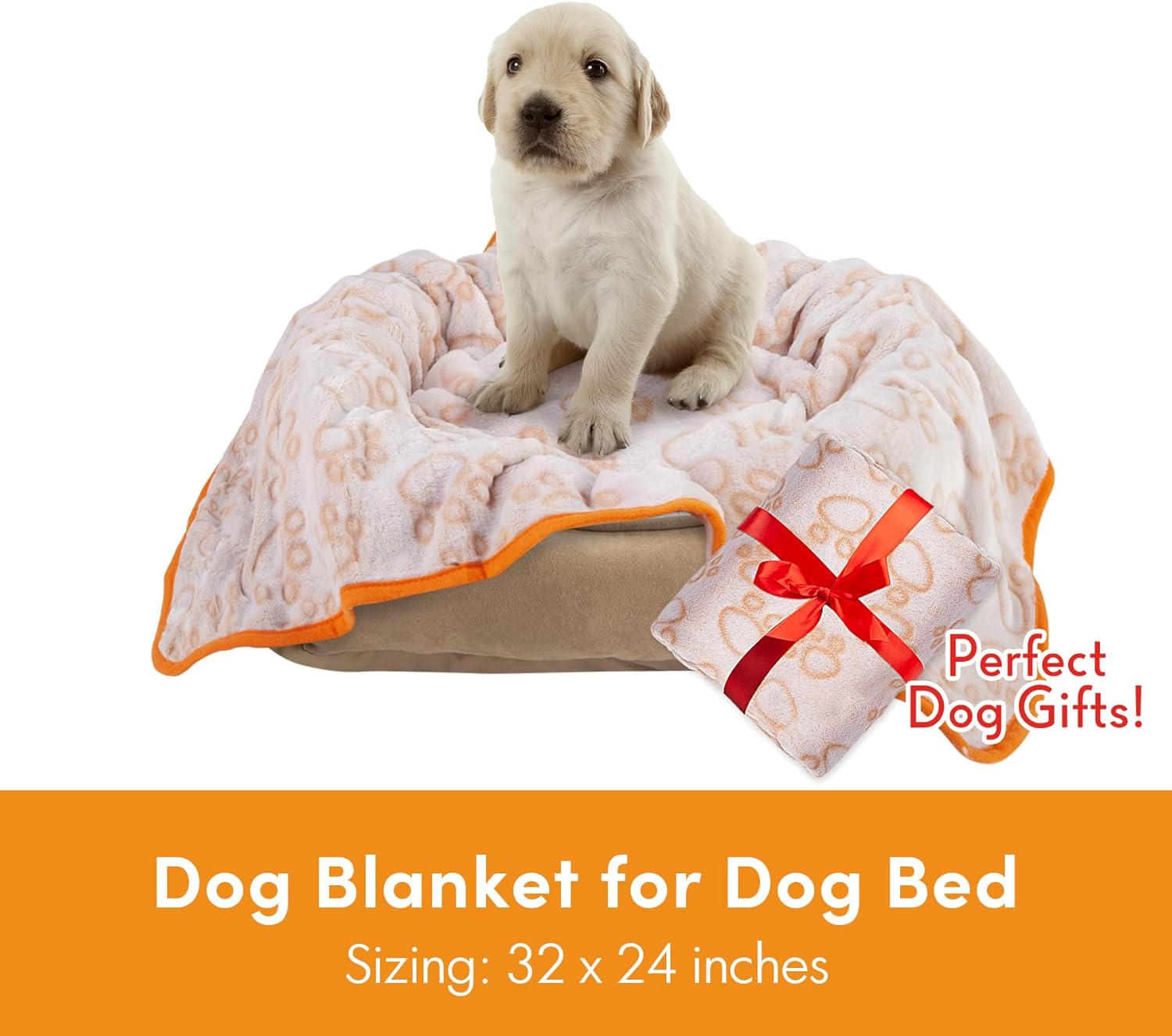 Stuffed Manta suave de alta calidad para perro, con franela beige lindo estampado de patas, 24 x 32 pulgadas, manta para gatos, suministros para