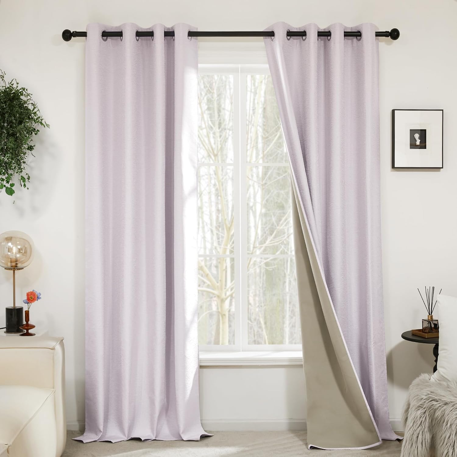 Deconovo Cortinas opacas para ventanas de dormitorio 84, cortinas rosas, cortinas opacas de 84 pulgadas de largo, juego de 2 paneles, cortinas de