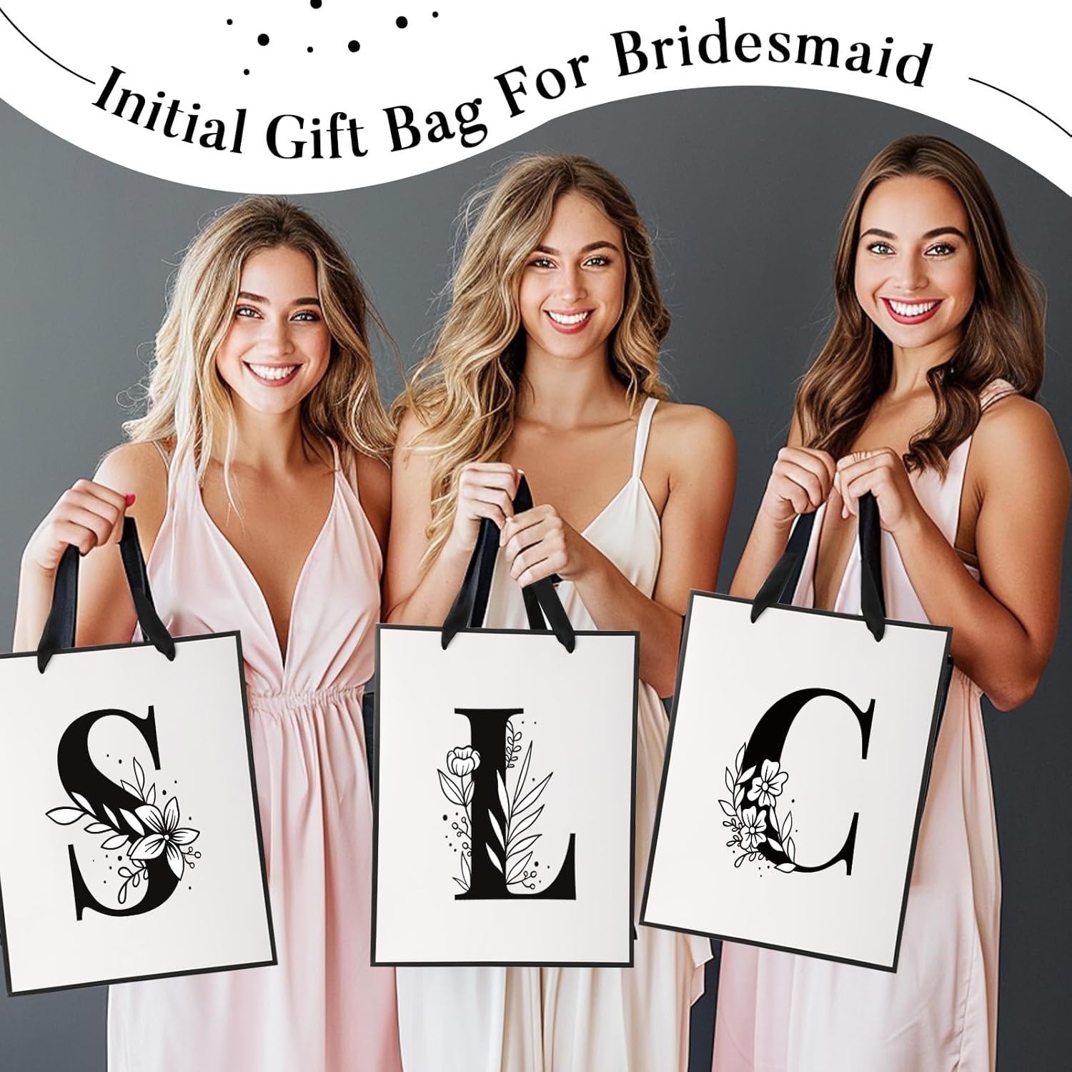 Bolsa de regalo de cumpleaños con letra L con monograma inicial con tarjeta de agradecimiento y papel de regalo para mujeres y hombres, bolsa de