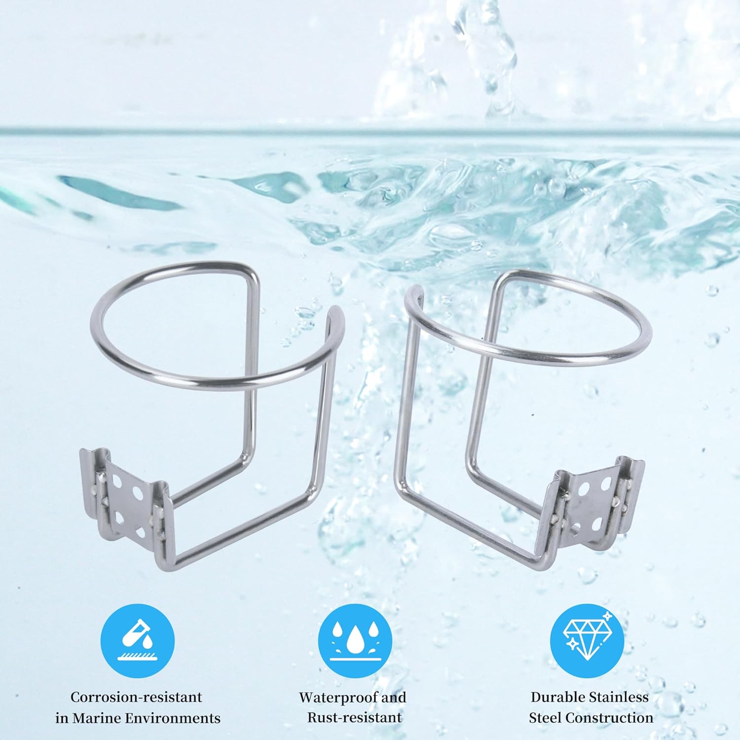 R RUR 4 soportes para vasos de acero inoxidable, para montar en la pared, para barco, portavasos universales para marina, yate, camión, caravana,