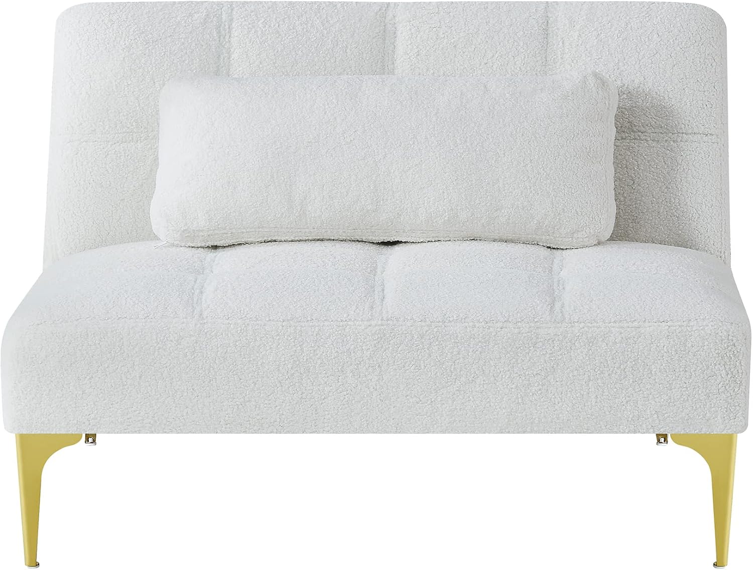 Sofá cama modular convertible sofá individual con almohada, tela de peluche y patas de metal, sofá cama tapizado para sala de estar, dormitorio,