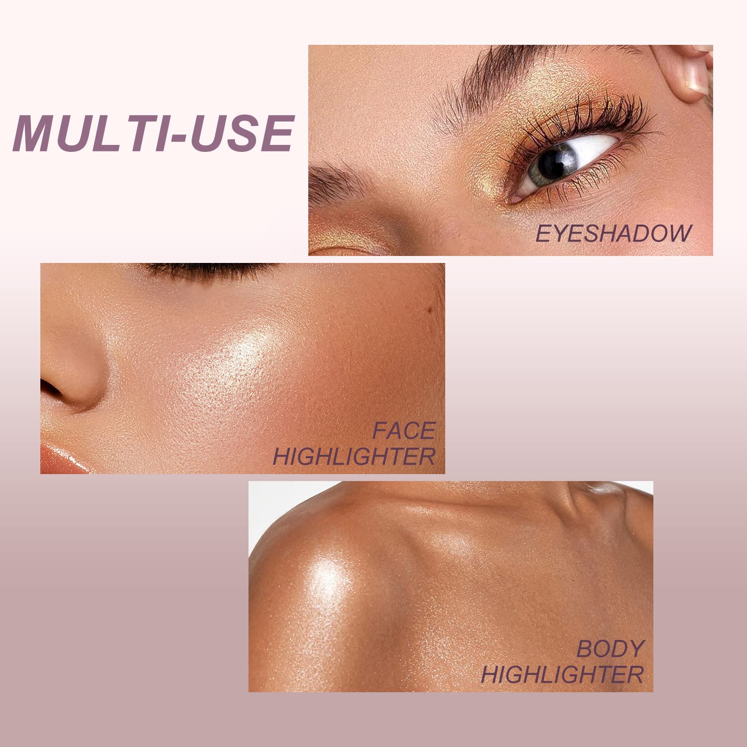 YOUNG VISION Paleta de polvos iluminadores horneados, tonos brillantes de perlas transparentes para maquillaje iluminador facial, iluminadores de