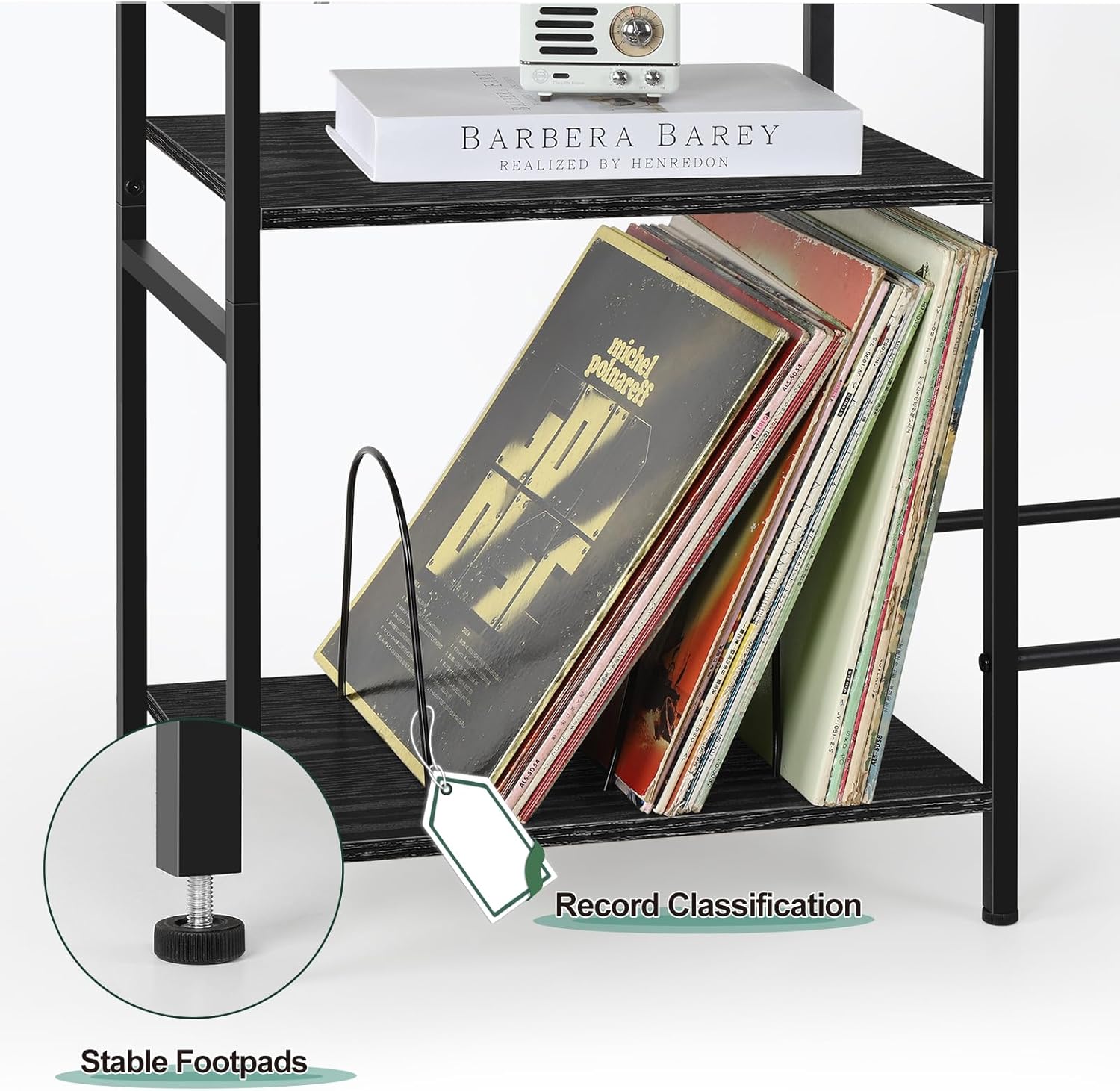 Soporte para guitarra, soporte para tocadiscos, soporte para guitarra con estación de carga, soporte de exhibición de guitarra con almacenamiento de