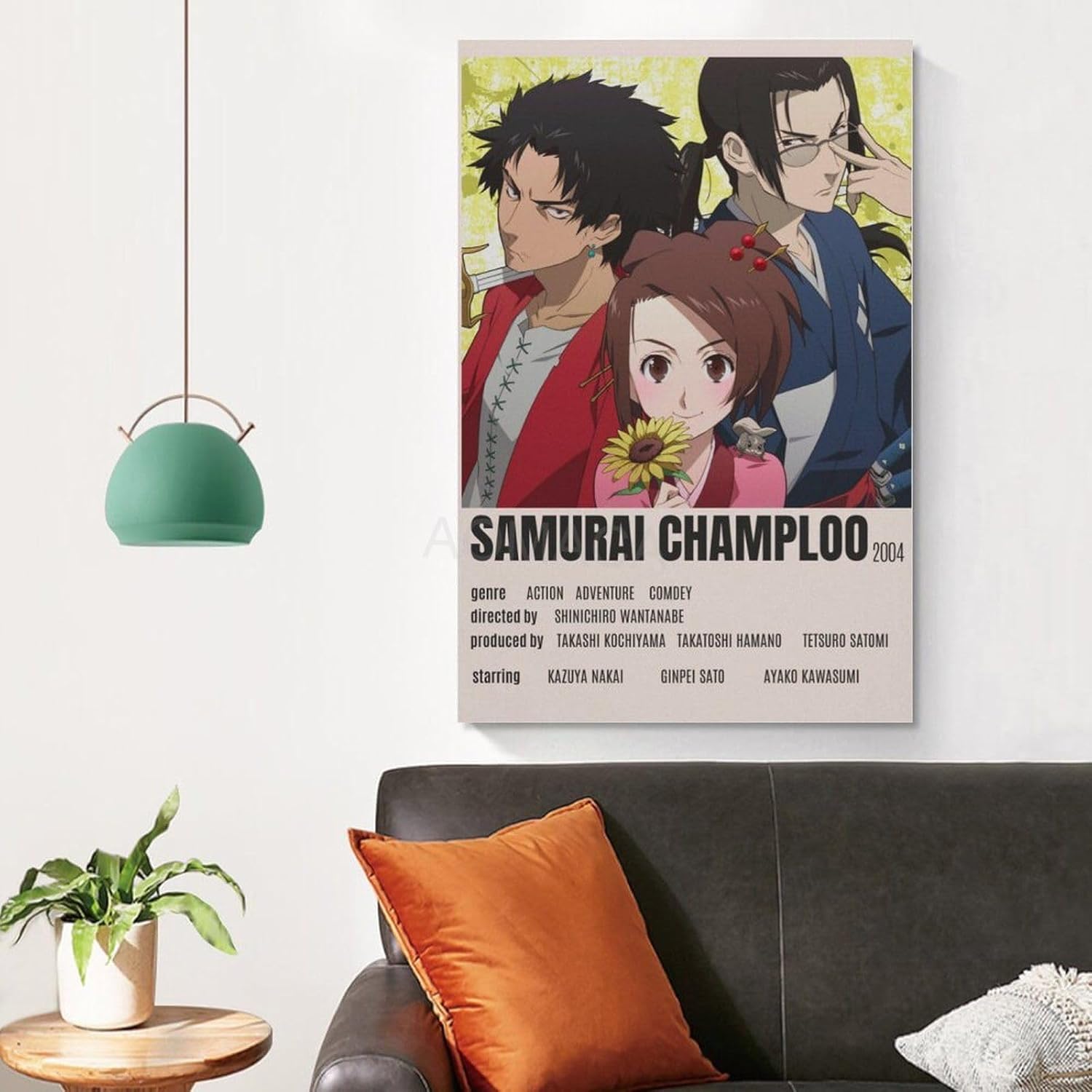 Samurai Champloo – Póster de animación (9) pintura en lienzo para decoración de dormitorio, sala de estar, 16 x 24 pulgadas (15.7 x 23.6 in), estilo
