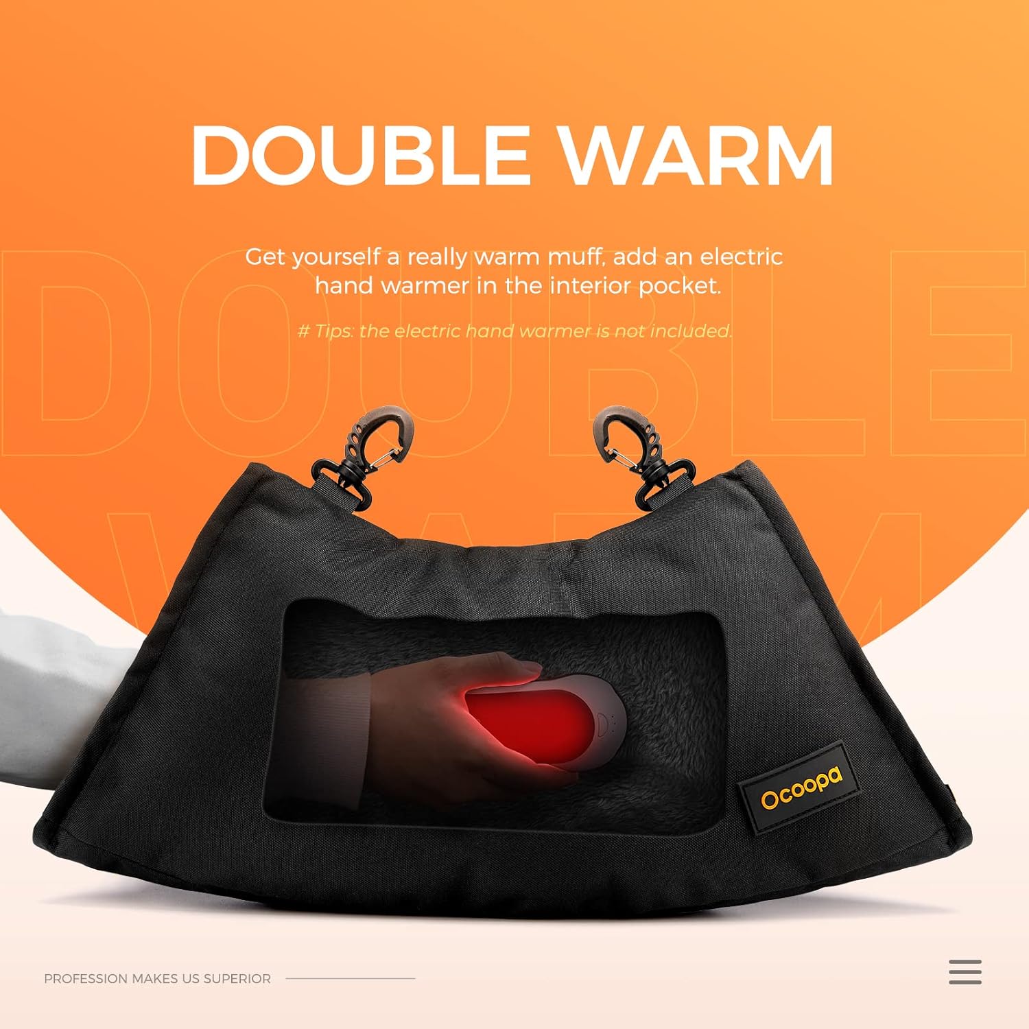 OCOOPA Hand Warmer, Hand Warming Pouch, Hand Muff, Water Resistant Windproof, Durable Oxford Material, Perfect for Outdoors, Golf, Hunting,