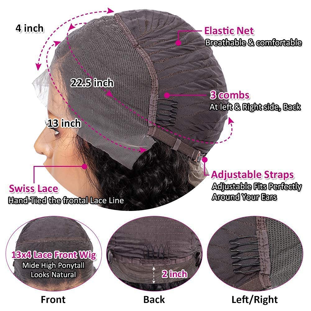 Pelucas de cabello humano con encaje frontal transparente de 13 x 4 pulgadas, color marrón chocolate, pelucas de cabello humano virgen brasileño