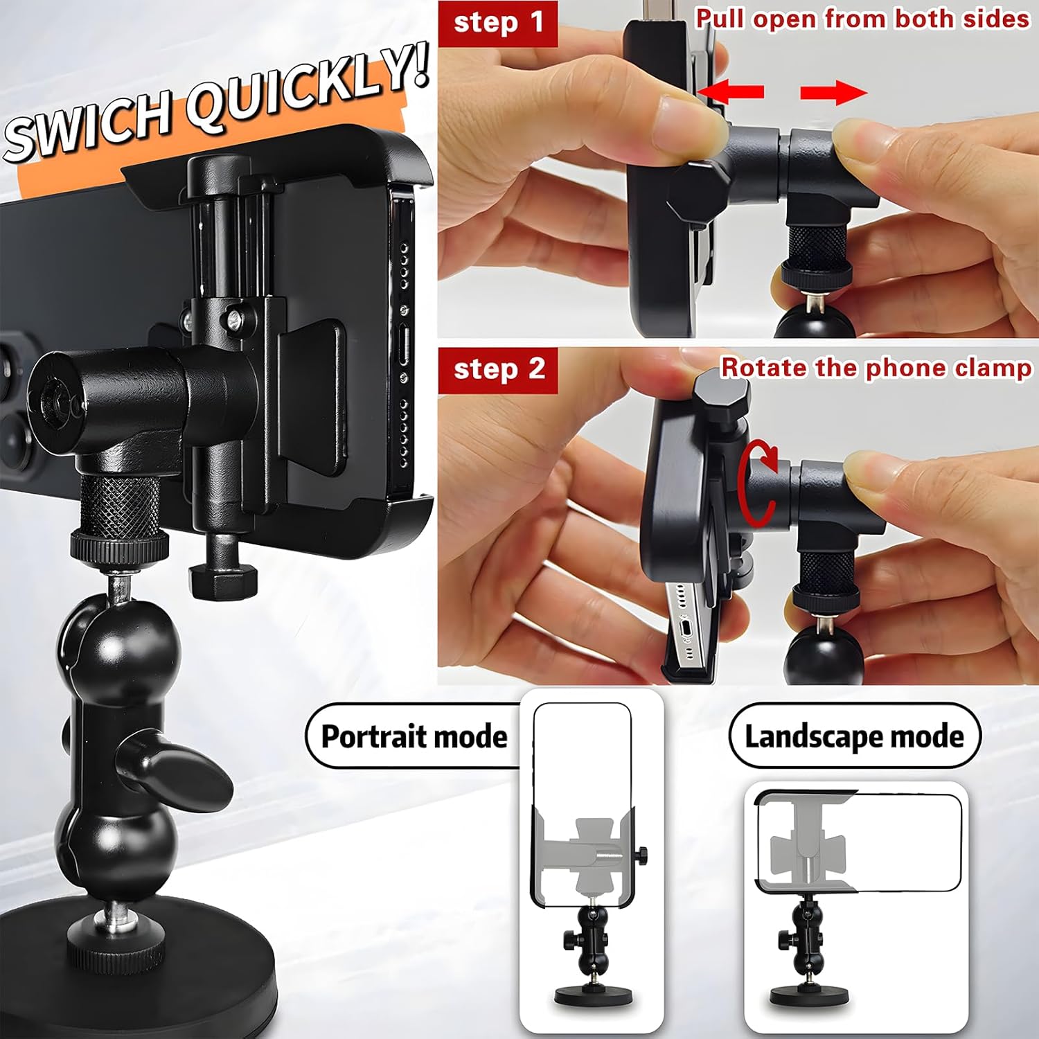 Soporte magnético de metal para teléfono con soporte de grabación de video, soporte para teléfono de gimnasio, atrae a cualquier superficie de metal