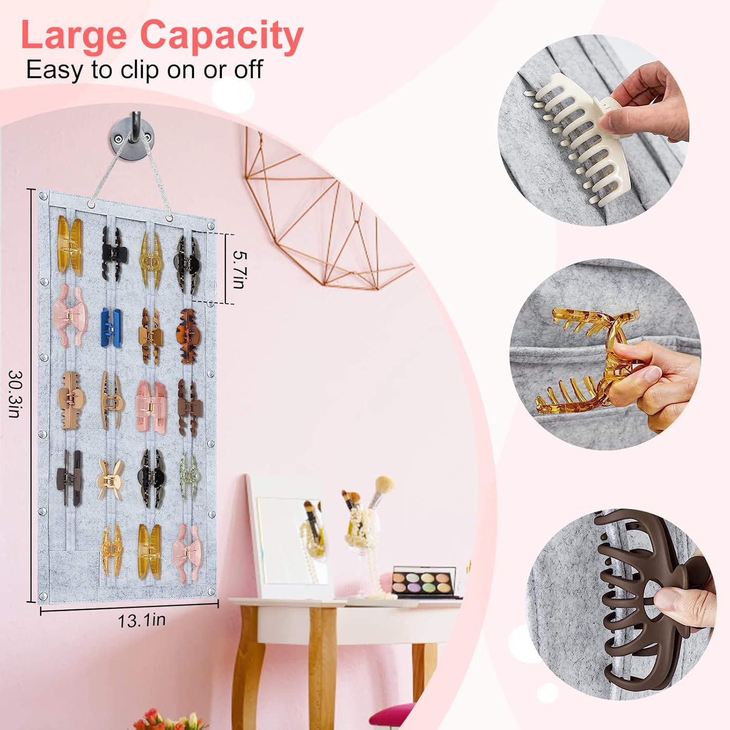 Shinning – Organizador de pinzas para el cabello, organizador grande de pinzas LED para el cabello para niñas, sin olor, duradero, para mujeres,
