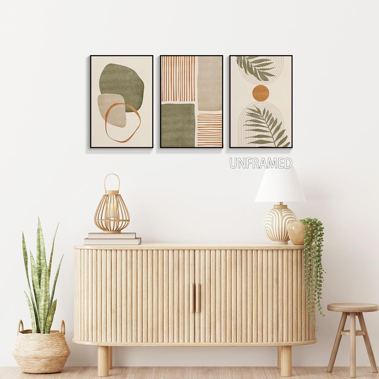ytreyoimro Juego de arte de pared en lienzo bohemio de 3 a 12 x 16 pulgadas, arte de pared moderno de mediados de siglo, formas abstractas, hojas