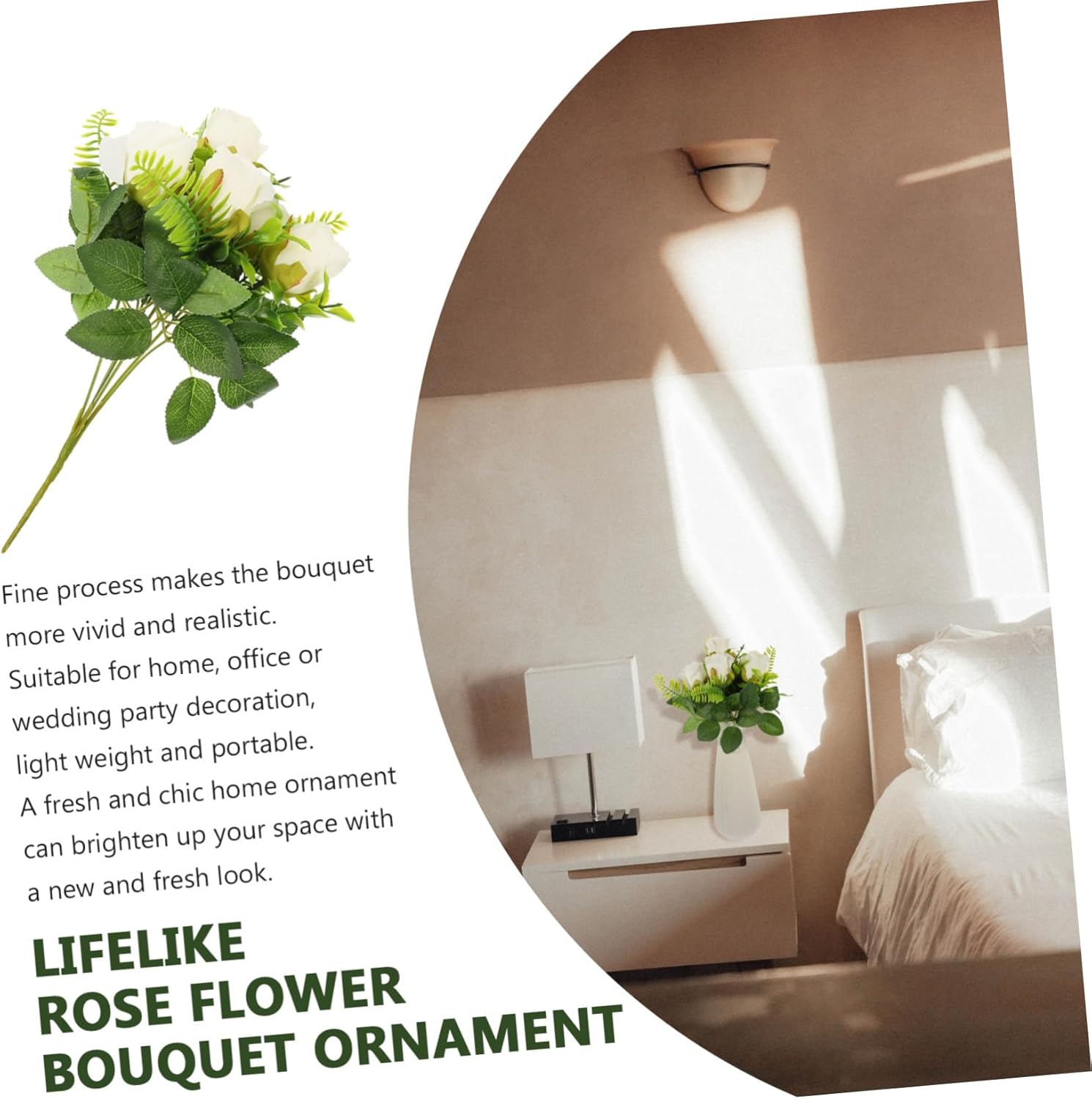 Garneck 6 pcs Rose Artificial Flower Fake Flowers Dandelion Artificial Silk Bouquet Fake Flower Arrangements False Flowers Table Decoration