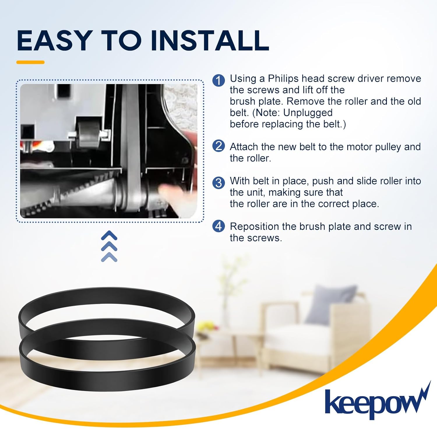 KEEPOW Correas de repuesto compatibles con aspiradora Hoover Elite Swivel XL Aspiradora vertical para mascotas UH75200, UH75210, UH75250, UH75110,