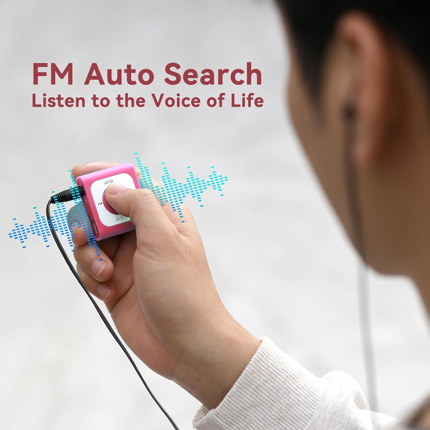 AGPTEK A51PL – Reproductor de MP3 con clip de 64 GB con Bluetooth, reproductor de música portátil con radio FM, no necesita teléfono, para deportes,