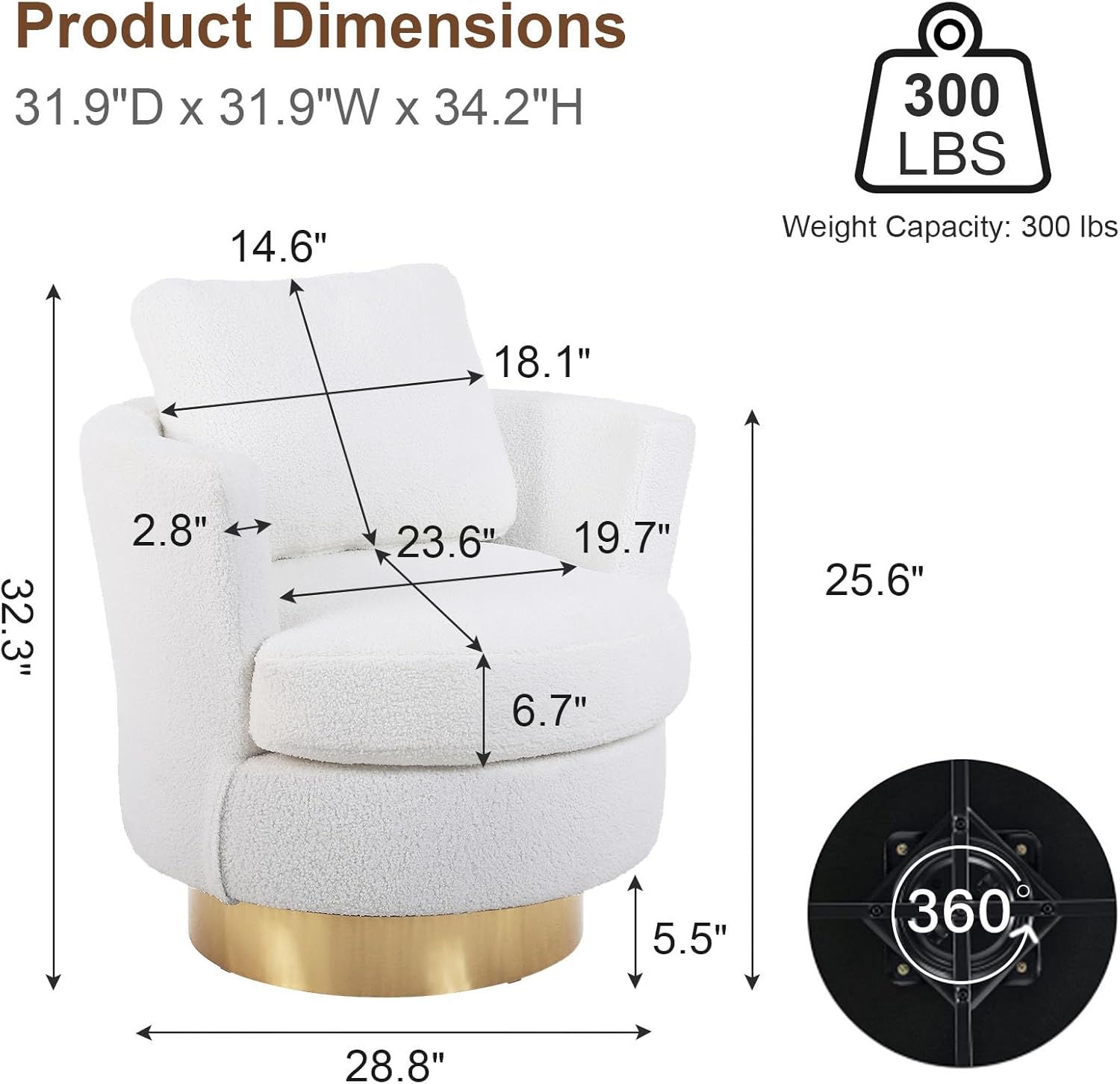 Silla giratoria de barril, sillas giratorias para sala de estar, modernas sillas redondas giratorias con respaldo alto, silla decorativa de tela de