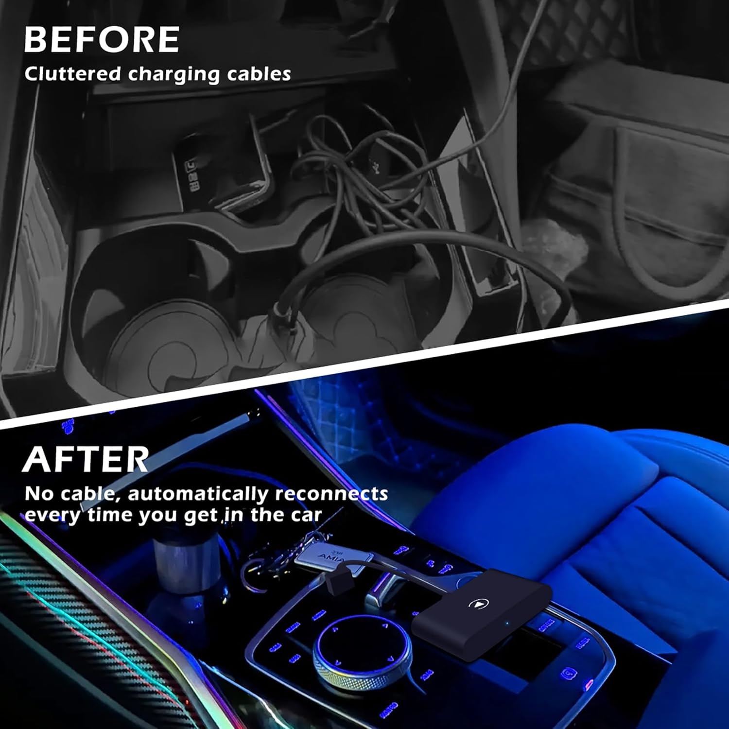 CPCGER Adaptador inalámbrico Carplay 2024 Actualización Apple Carplay Adaptador inalámbrico Convertir con cable a inalámbrico CarPlay Dongle Plug &