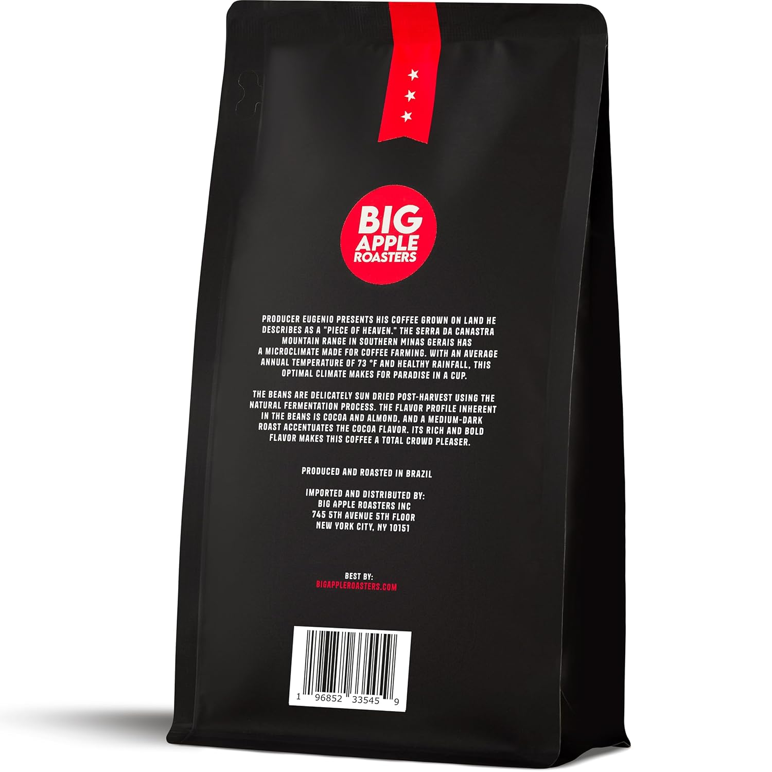 Big Apple Roasters 86+ Cocoa Rush Specialty Coffee  Café bajo en ácido  Grano entero  Café brasileño  Tostado medio ligero  Peso neto 8.8 onzas