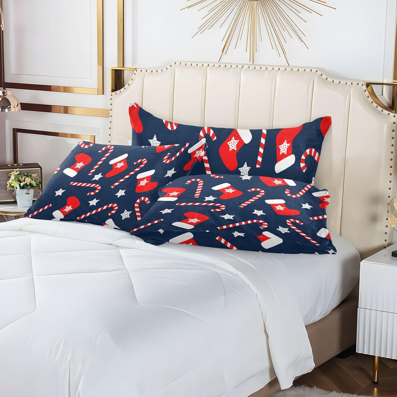 Emelivor Fundas de almohada navideñas de terciopelo, fundas de cojín suaves, fundas de almohada cómodas, almohadas decorativas para sofá,