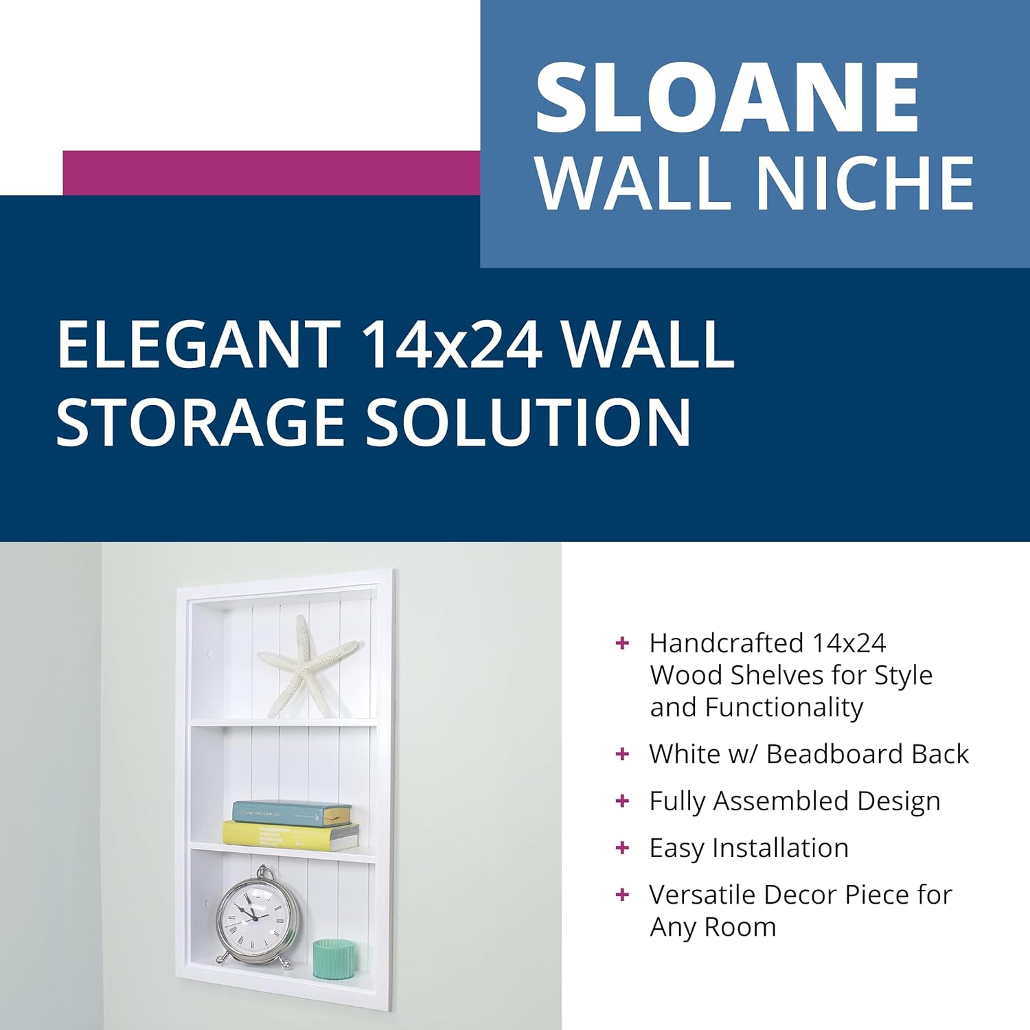 Fox Hollow Furnishings Sloane 14×24 – Recesión de gabinete de medicina de nicho de pared empotrada, en la pared, estante de inserción de gabinete de