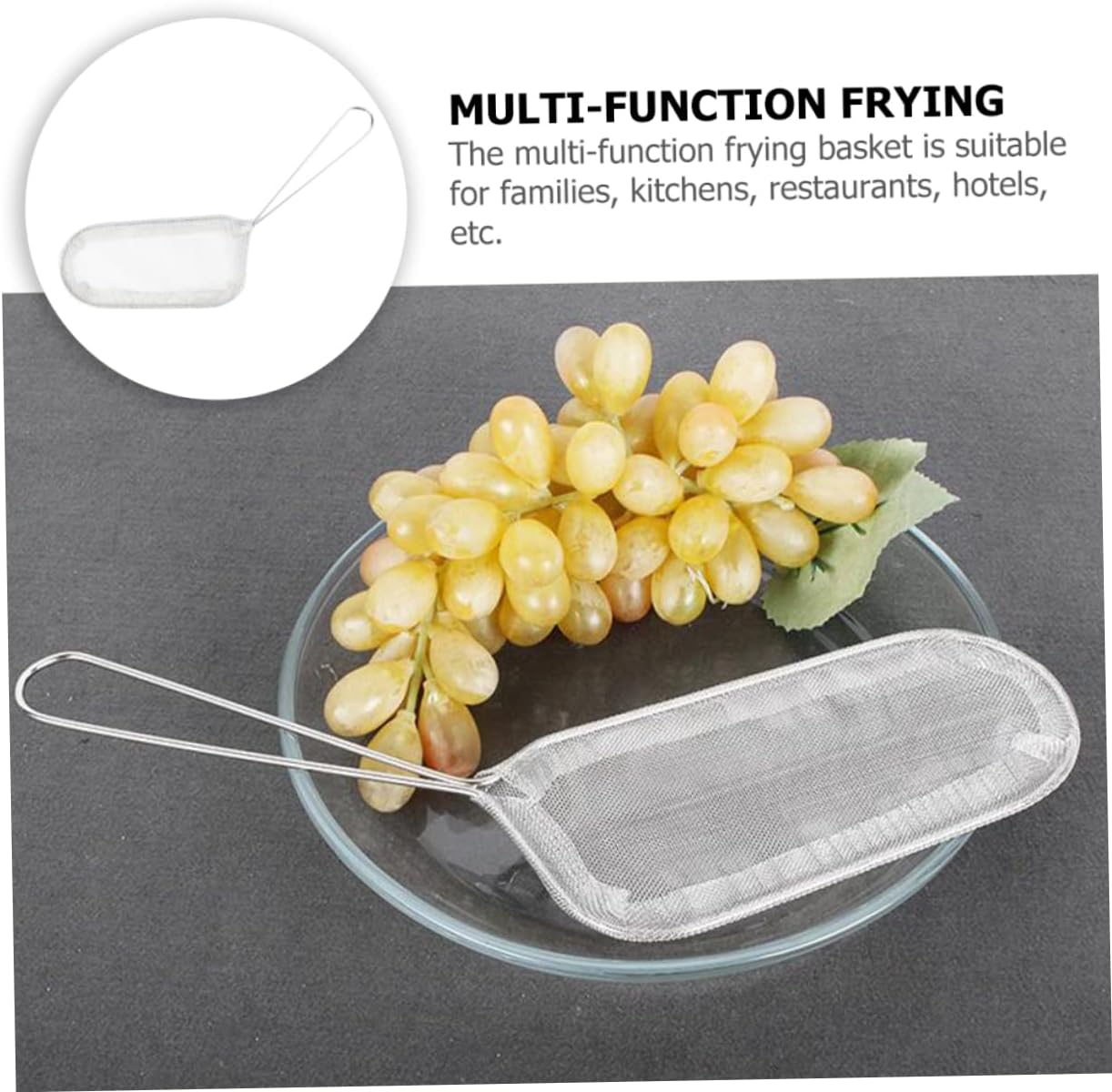 2 unidades de acero inoxidable Colador de fideos Fry Basket Contenedor de freidora de acero inoxidable Cesta para freír Mini cesta cuadrada de papas