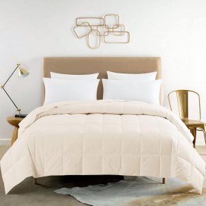 Feather and Loom – Manta de plumón de pato blanco de 233 hilos, cubierta de algodón transpirable, relleno de plumón de 600 hilos, color marfil, Feather and Loom – Manta de plumón de pato blanco de 233 hilos, cubierta de algodón transpirable, relleno de plumón de 600 hilos, color marfil,