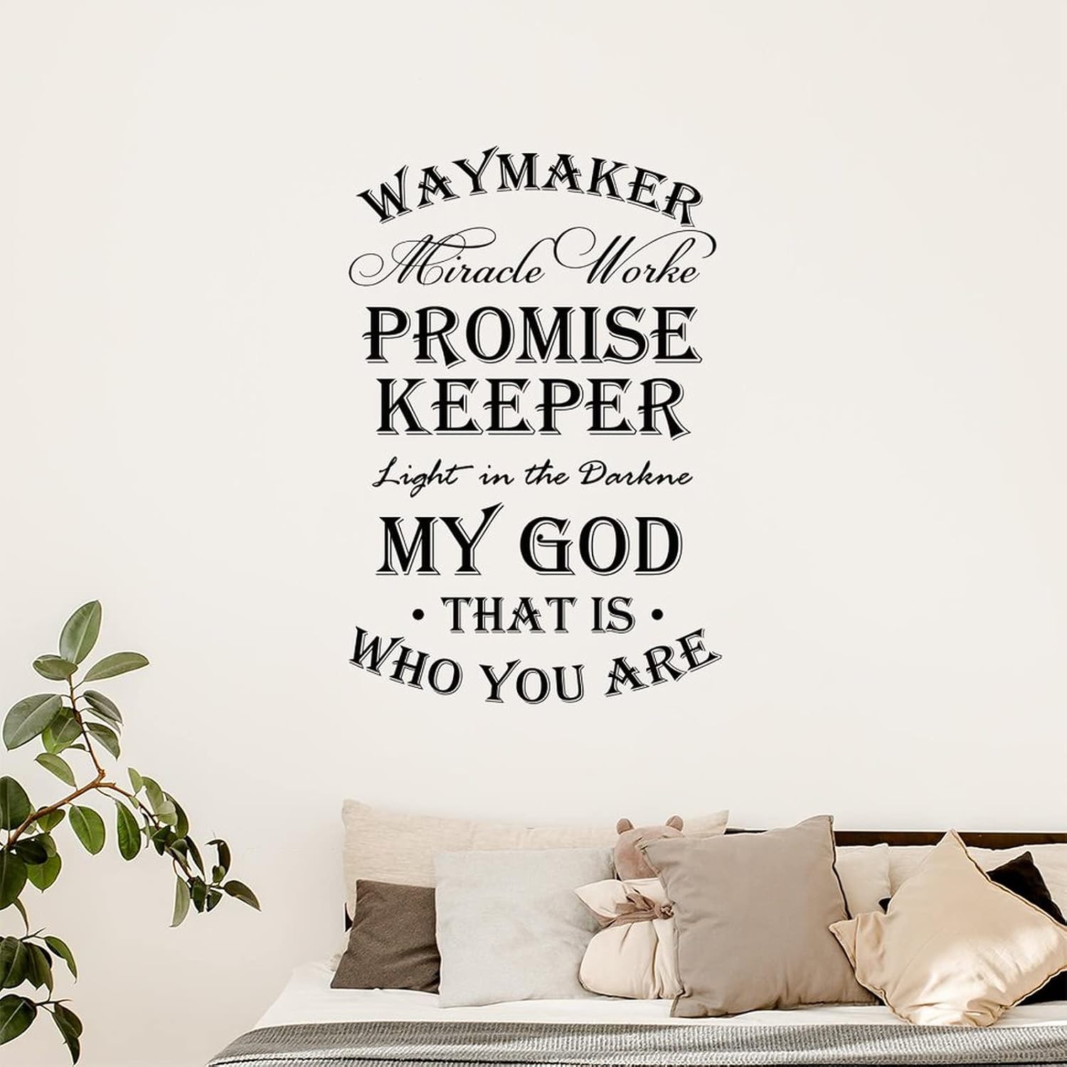 Waymaker Miracle Worker Promise Keeper – Adhesivo decorativo para pared, diseño de letras inspiradoras, vinilo para despegar y pegar, para sala de