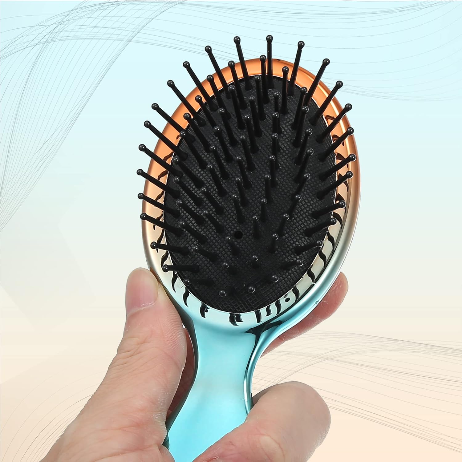 VOCOSTE Mini cepillo de pelo de viaje, cepillo desenredante de bolsillo degradado para cabello húmedo y seco, cepillo de viaje de tamaño pequeño