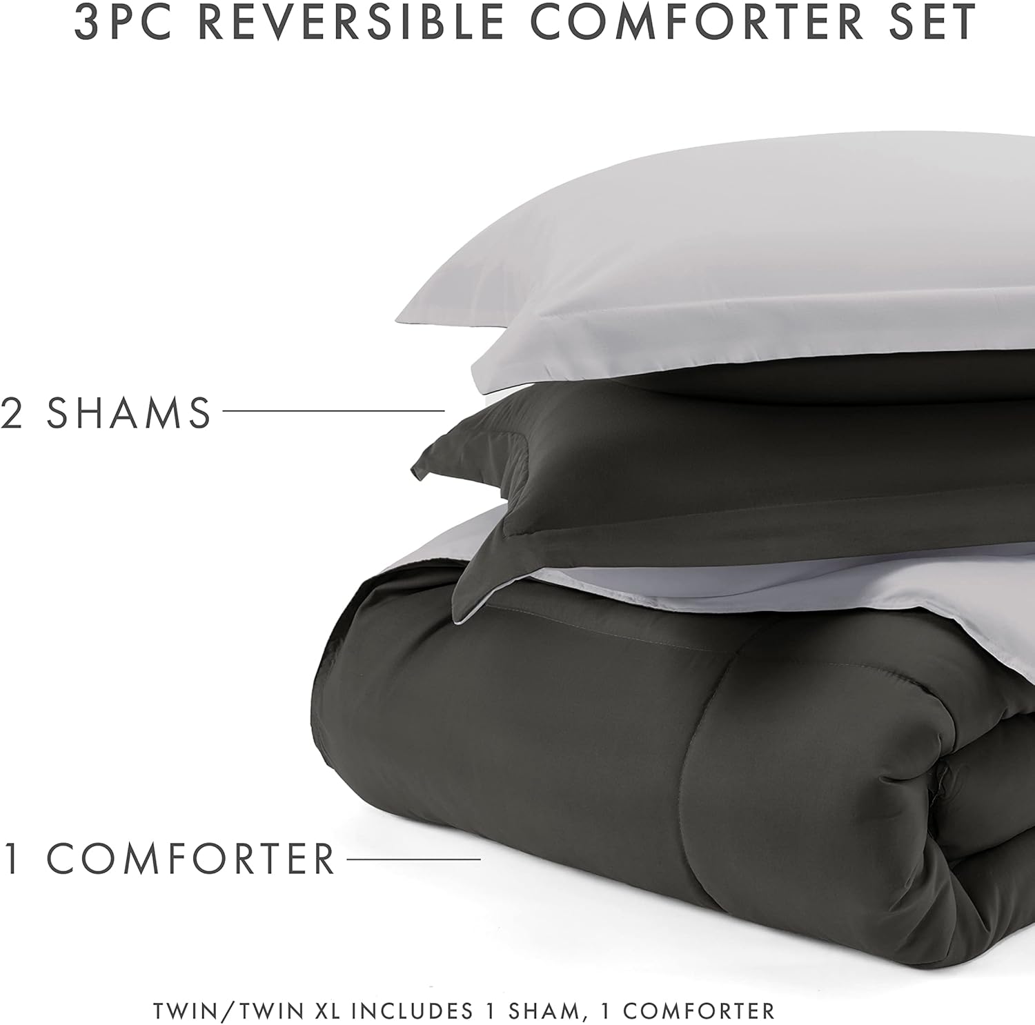 Linen Market – Juego de edredón reversible prémium con relleno alternativo