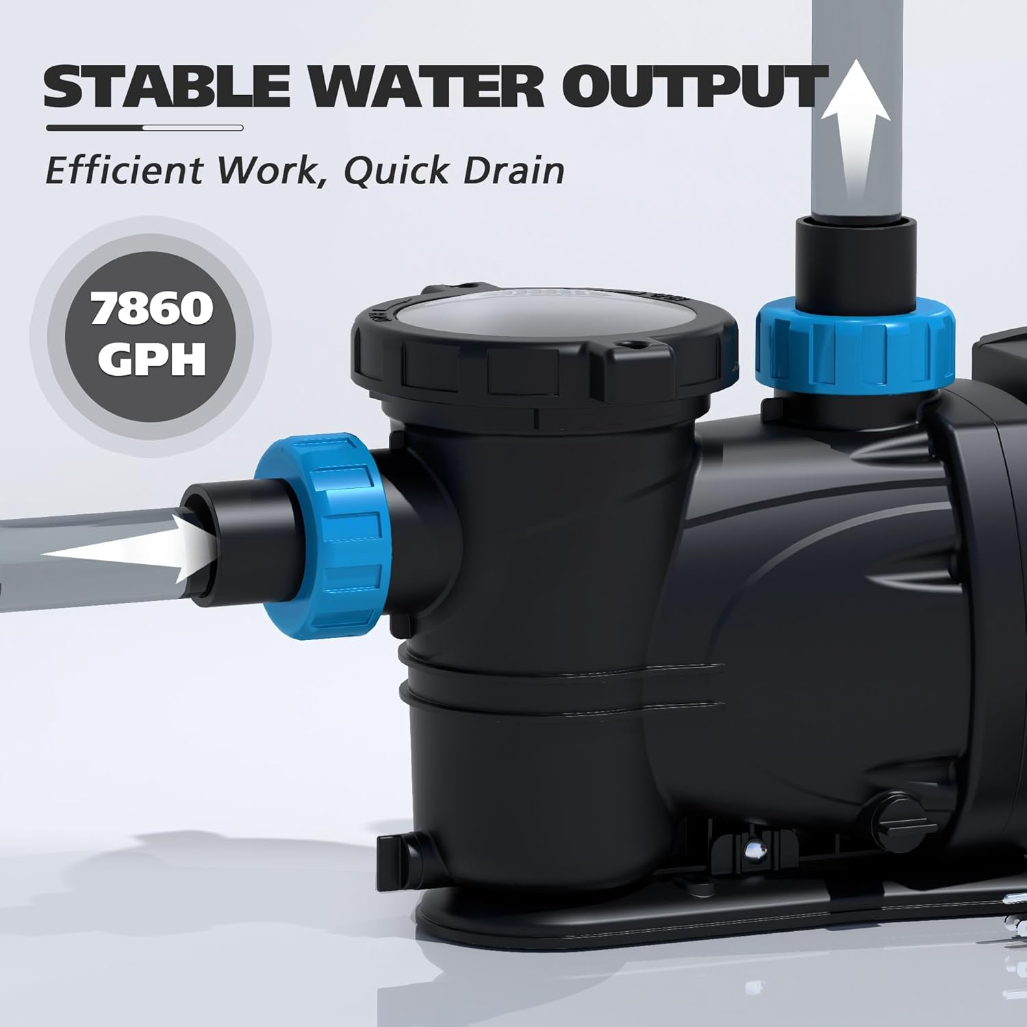 Bomba de piscina de 3 HP con temporizador, 7860 GPH sobre el suelo, temporizador de bomba de piscina 115 V, bombas de piscina enterradas de flujo de