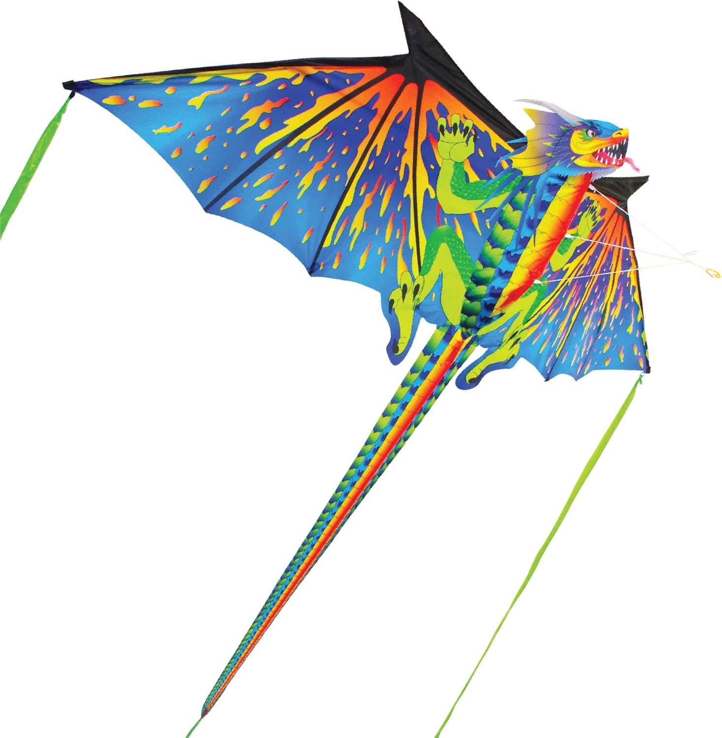 WindNSun Dragón azul de gran tamaño con cabeza 3D Ripstop Nylon Dragon Kite, 76 pulgadas de ancho