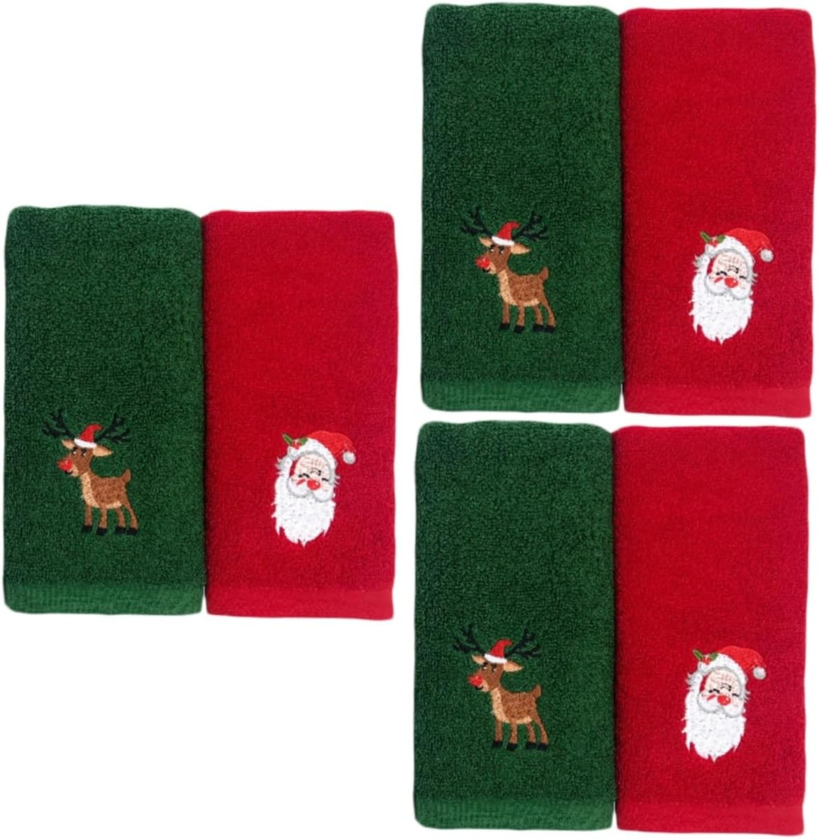 Cabilock 6 toallas de Navidad de mano para baño, toallas bordadas de Navidad, paños de cocina, toallas de Papá Noel, toallas de mano de Navidad,
