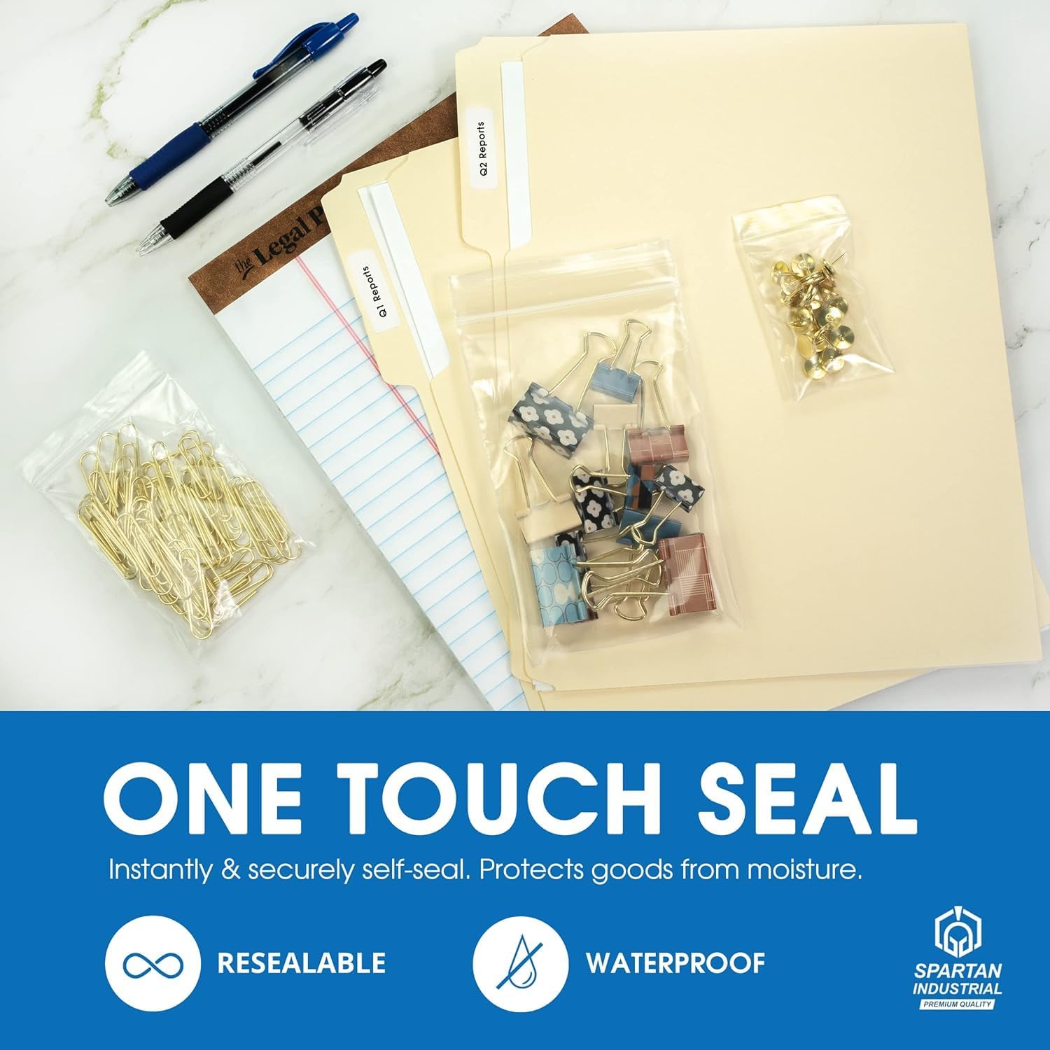 Spartan Industrial – Bolsas de polietileno de plástico transparente con cierre de 7 x 7 pulgadas (1000 unidades) de 2 mil con cierre resellable y