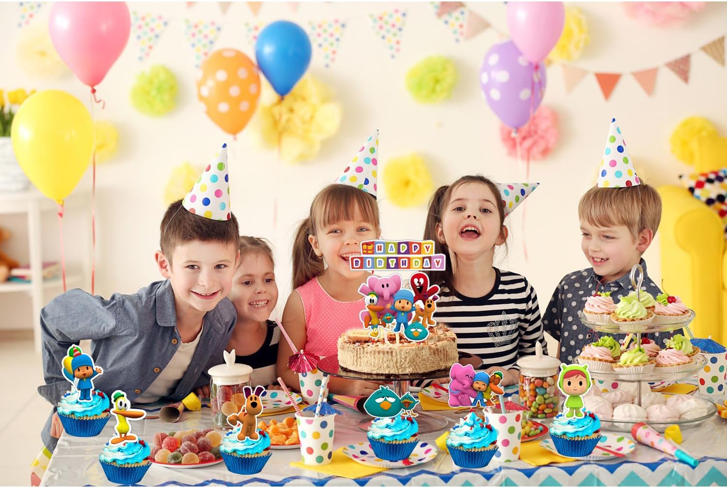 Poc_yo – Decoración para cupcakes, 25 piezas de decoración de cumpleaños con temática de Poc_yo, suministros de fiesta de cumpleaños, decoraciones