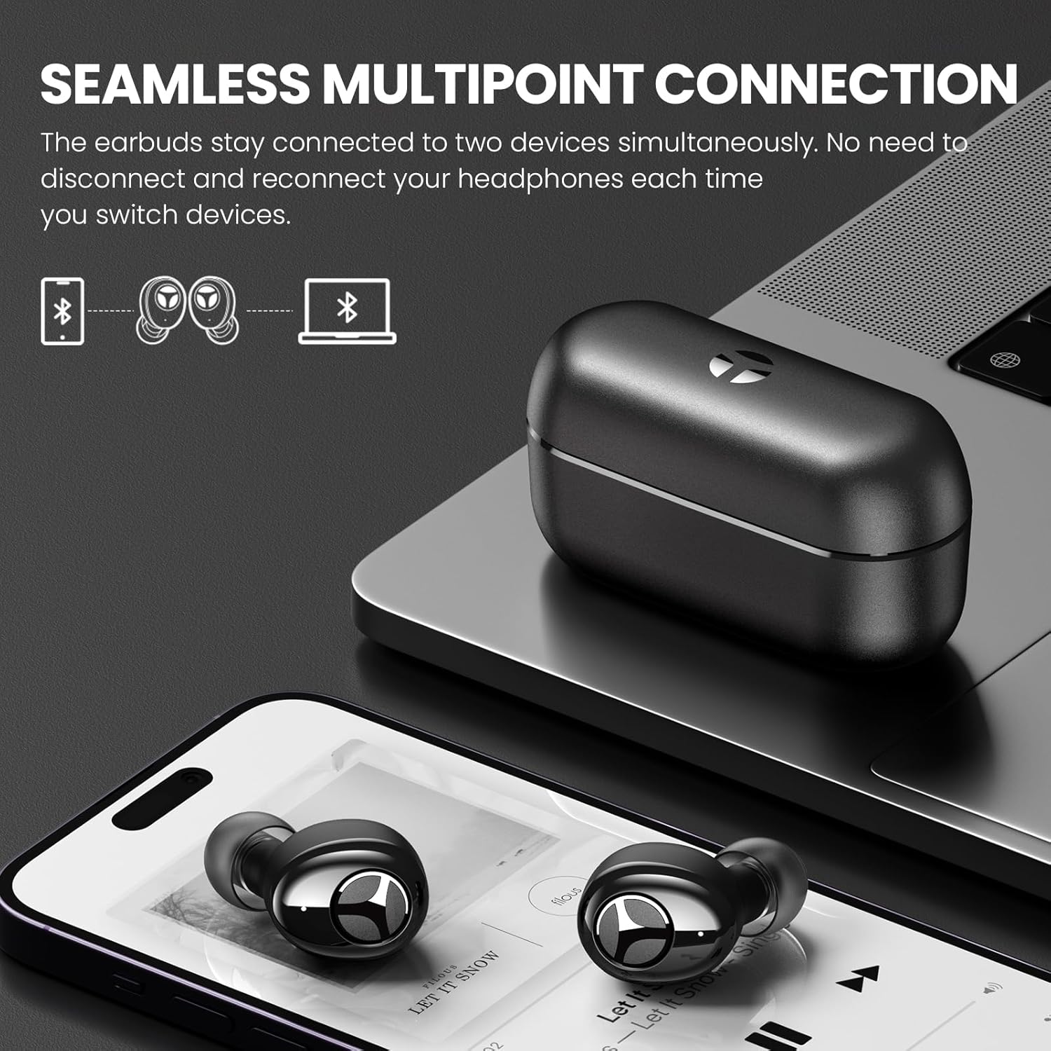 TRANYA Auriculares inalámbricos T6 con audio adaptativo Qualcomm AptX, auriculares Bluetooth CVC 8.0 con reducción de ruido, conexión multipunto,