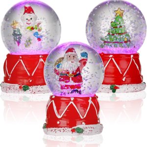 Hiboom 3 globos de nieve pequeños de Navidad, luces LED, árbol de Navidad de Papá Noel y muñeco de nieve, bolas de cristal ligeras, alimentadas con Hiboom 3 globos de nieve pequeños de Navidad, luces LED, árbol de Navidad de Papá Noel y muñeco de nieve, bolas de cristal ligeras, alimentadas con