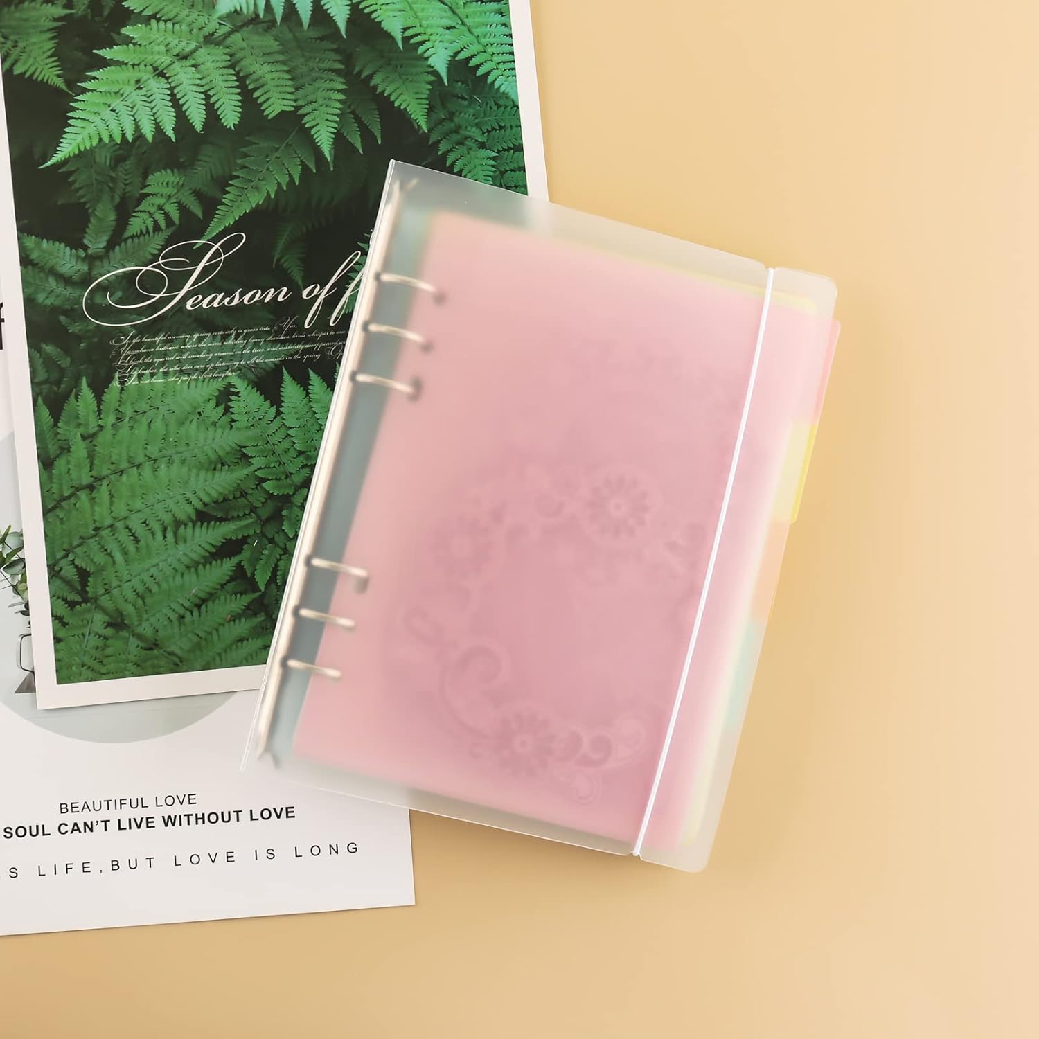 2 piezas A5 6 anillas cubierta limpia transparente suave PVC para portátil recargable cubierta con superficie mate para sello y almacenamiento de