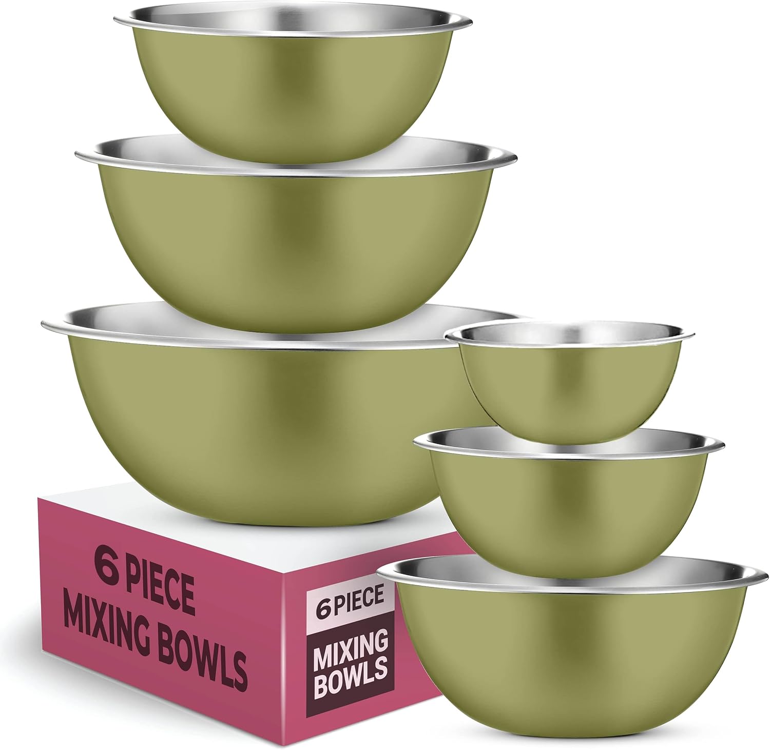 FineDine Cuencos de acero inoxidable, fáciles de limpiar, cuencos anidables para almacenamiento de ahorro de espacio, ideales para cocinar, hornear,